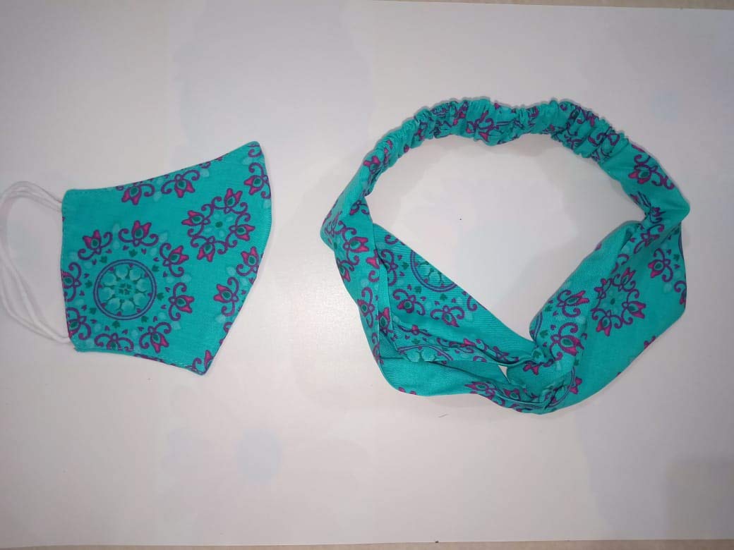 Stylish Knotted Headband & Matching Face Mask Set - 2 Headbands + 2 Masks Combo for Women | Perfect for Yoga, Workouts, and Everyday Fashion