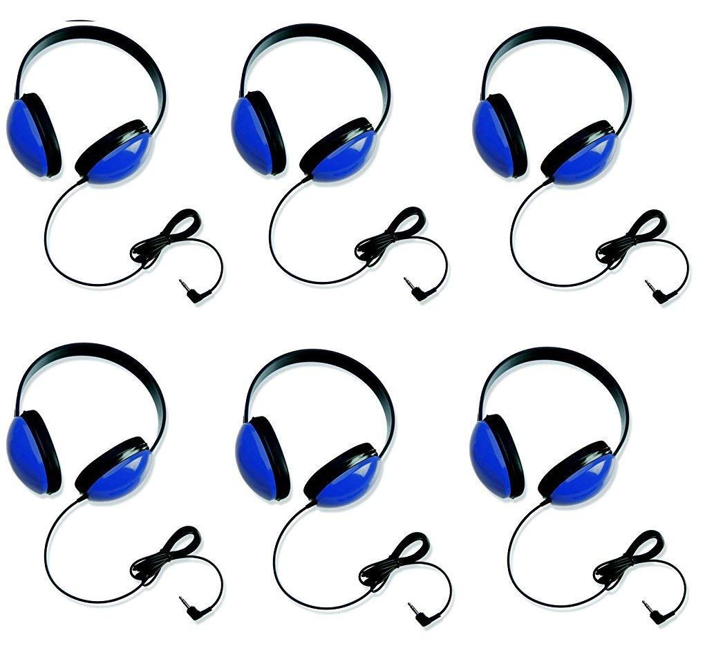 Califone 2800-BL Kids Stereo Headphones - Blue (6-Pack) | Durable School Headphones for Classroom Learning, Online Education & Library Use