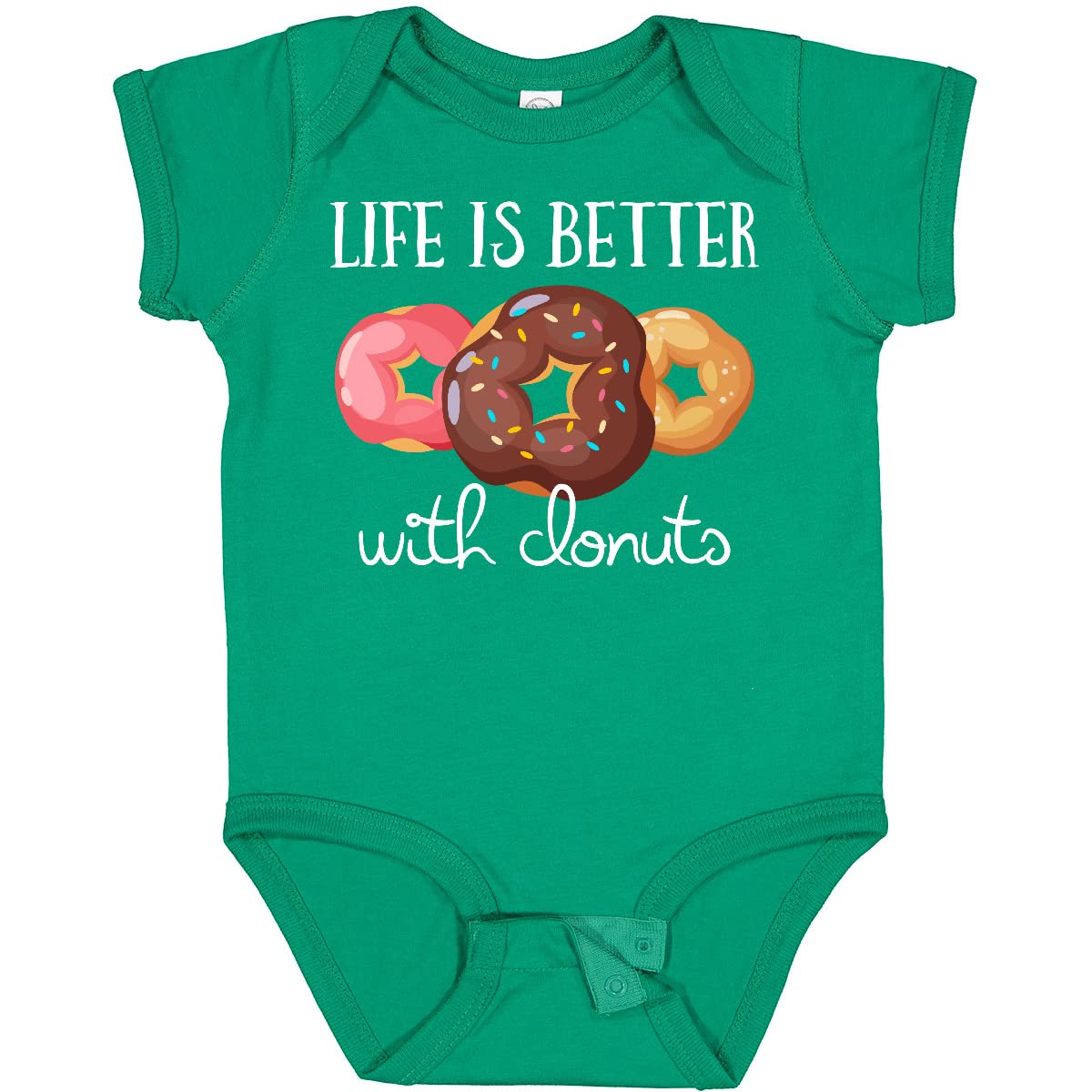 Inktastic Life is Better with Donuts Baby Bodysuit - Cute Donut Print Onesie for Newborns & Infants - Perfect for Birthday Parties, Photo Shoots & Everyday Wear