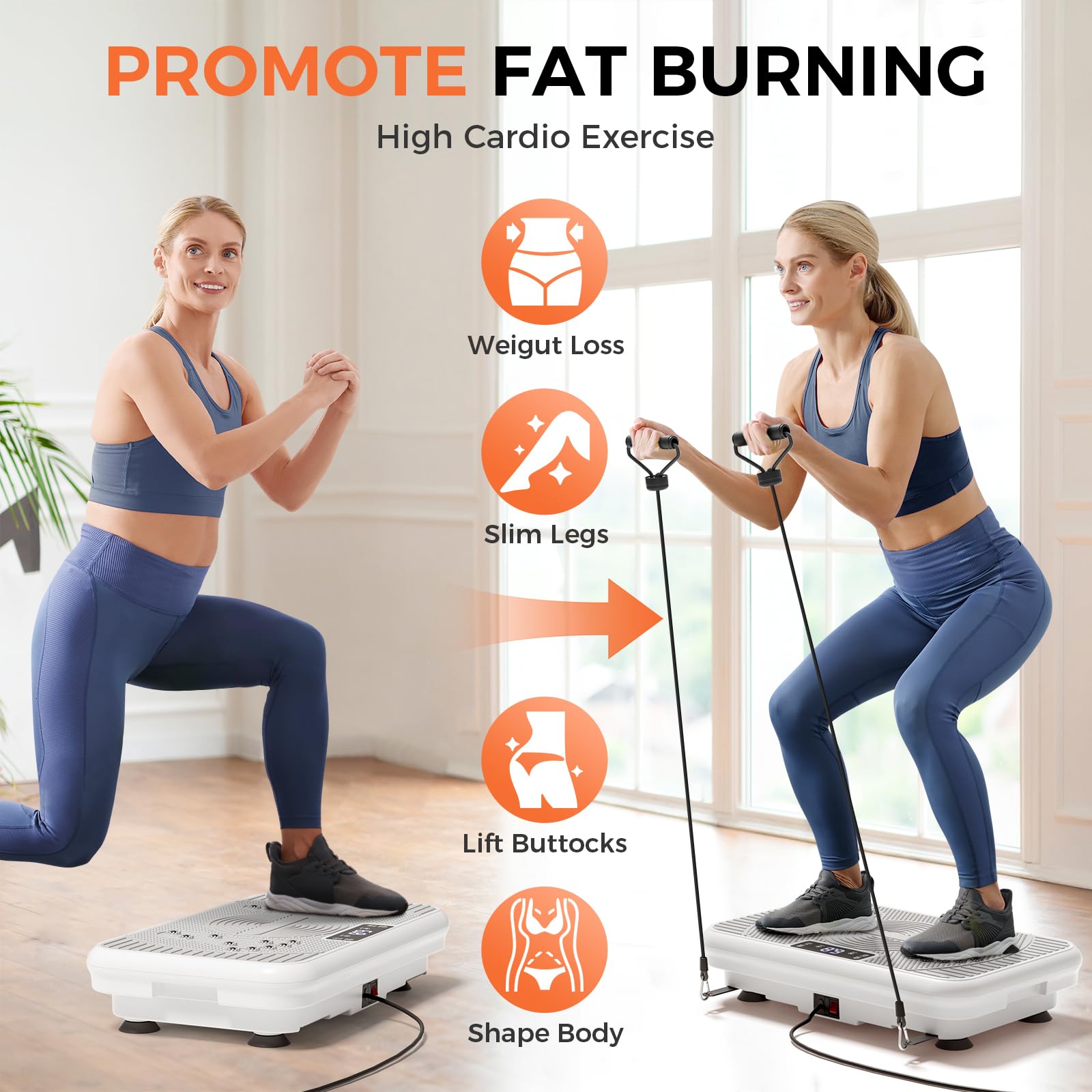 Whole Body Vibration Plate Exercise Machine - Power Fitness Platform for Lymphatic Drainage, Weight Loss, Muscle Toning & Body Shaping | Home Gym Equipment for Wellness & Recovery