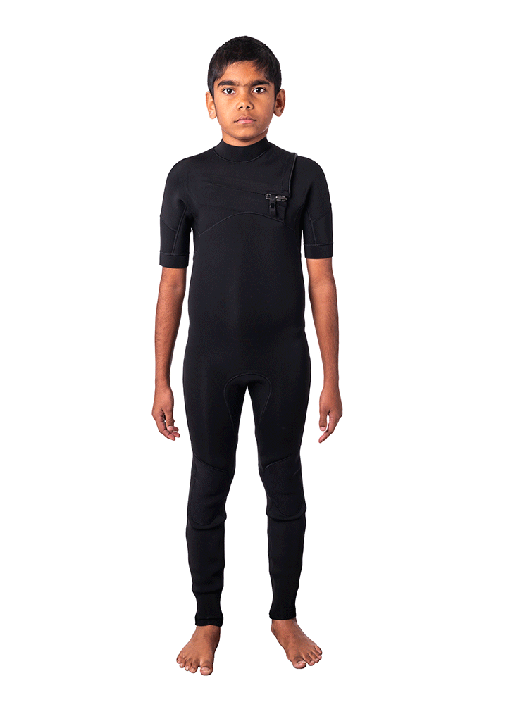 2mm Short Arm Chest Zip Wetsuit for Kids - Comfortable & Durable Neoprene Swimwear for Boys & Girls - Perfect for Swimming, Surfing & Water Sports