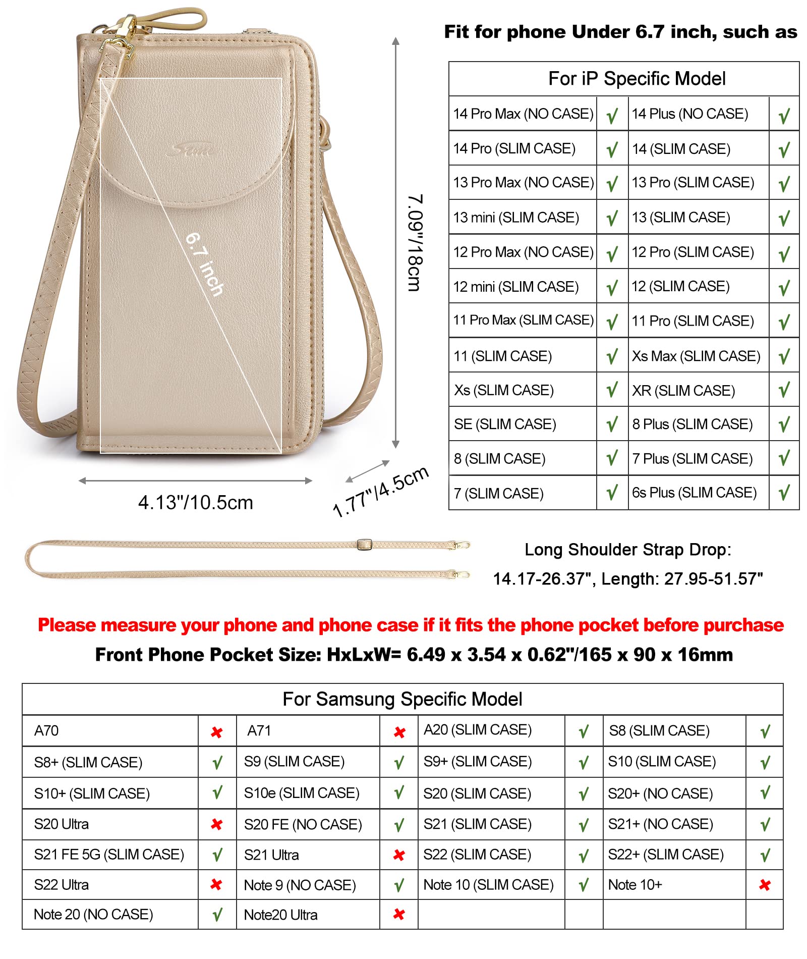 S-ZONE RFID Blocking Small Crossbody Bag for Women - Anti-Theft Phone Purse with Credit Card Slots | Perfect for Travel, Shopping & Everyday Use