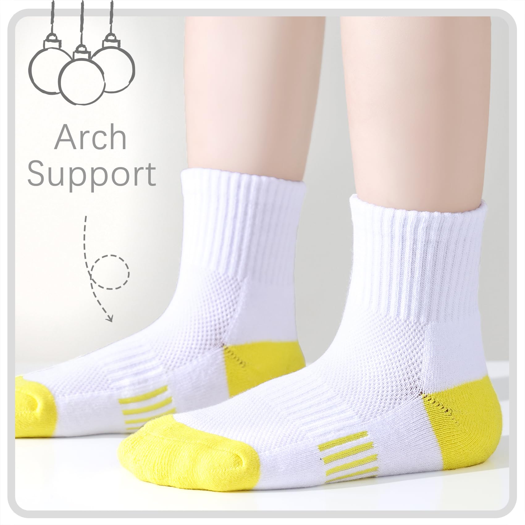 **Girls & Boys Athletic Ankle Socks - 6/12 Pairs Pack, Cushioned Cotton Quarter Socks for Kids & Youth - Perfect for Sports, Running, School & Everyday Wear**