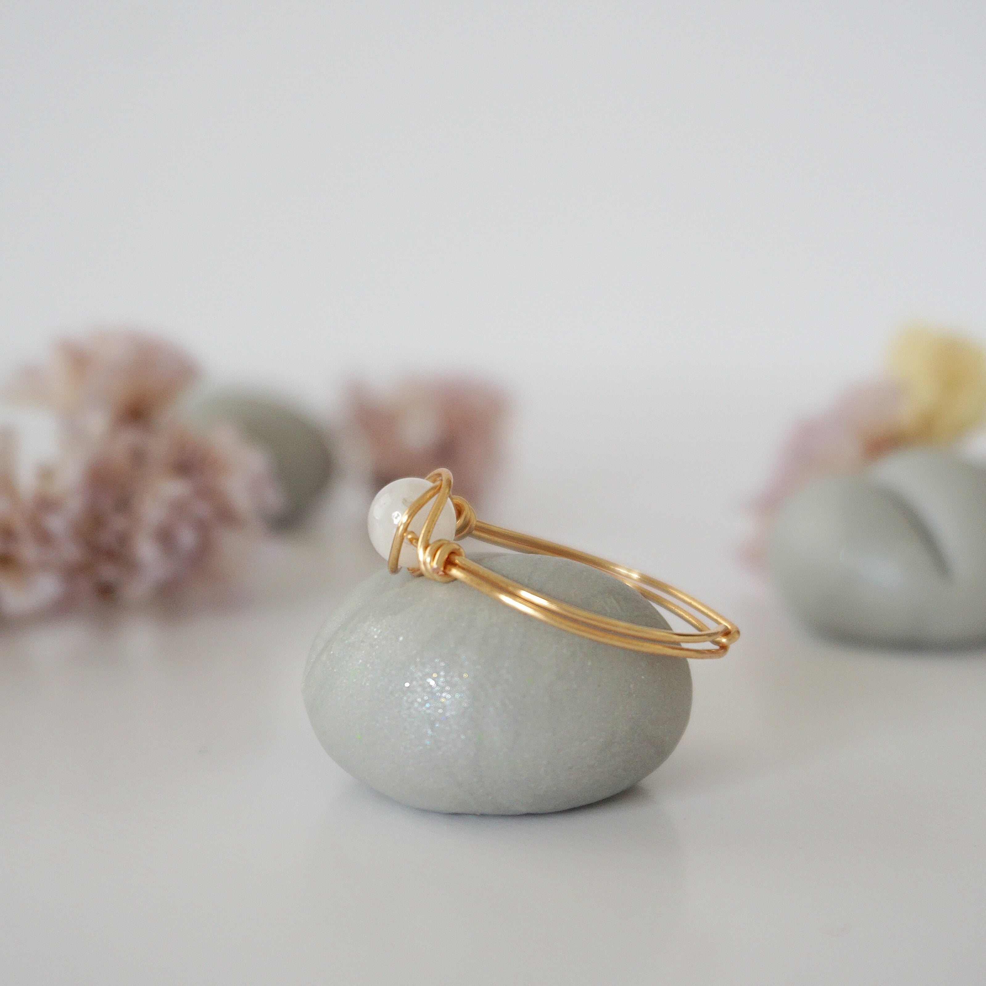 Simple Birthstone Ring with Rainbow Moonstone - Elegant & Dainty Jewelry for Women, Perfect for Gifts, Anniversaries & Everyday Wear