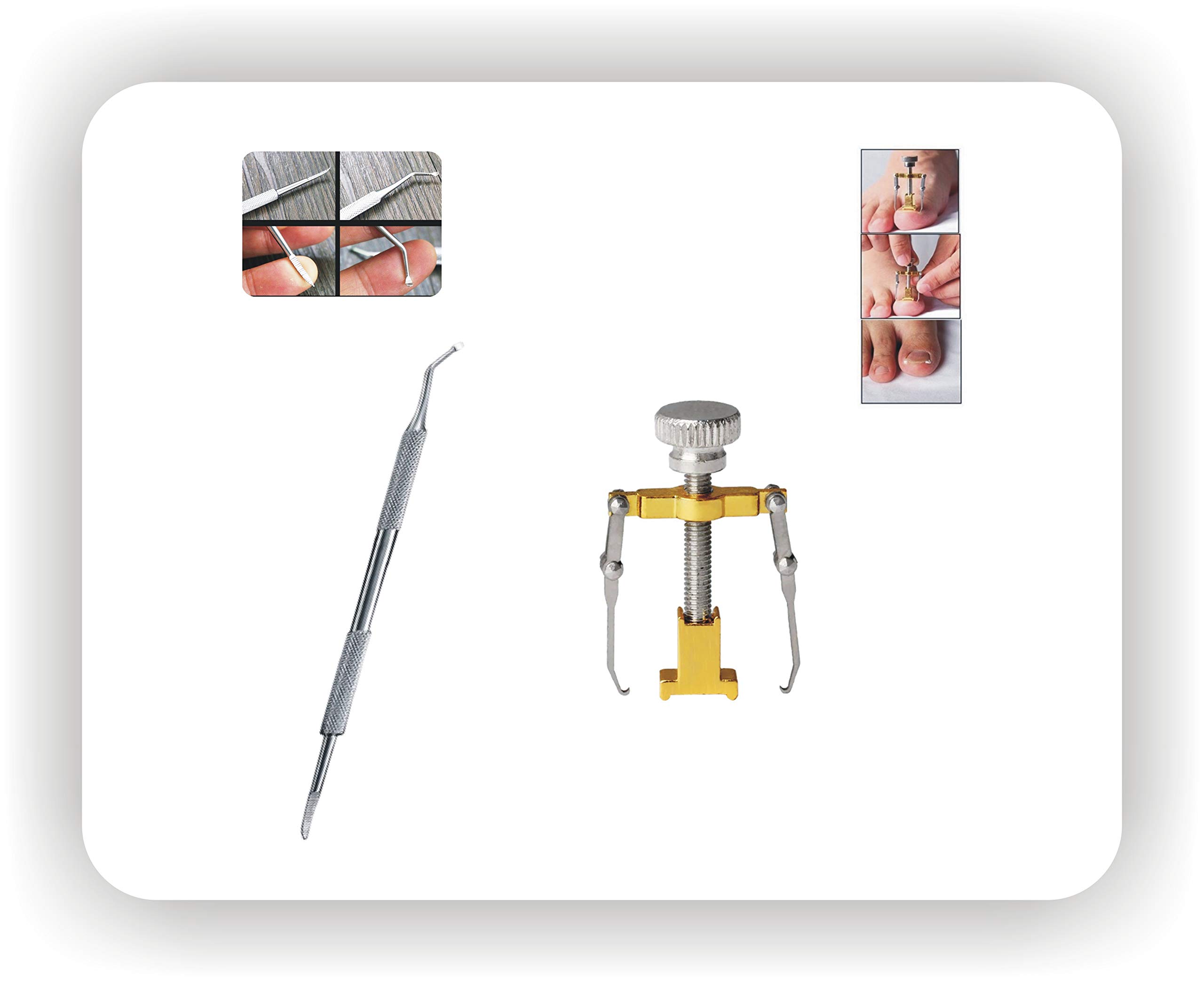 Jeoga® 2-Piece Toe Nail Correction Kit with Ingrown Nail Lifter - Professional Pedicure Tools for Ingrown Toenail Treatment & Pain Relief - Perfect for Home Nail Care & Salon Use