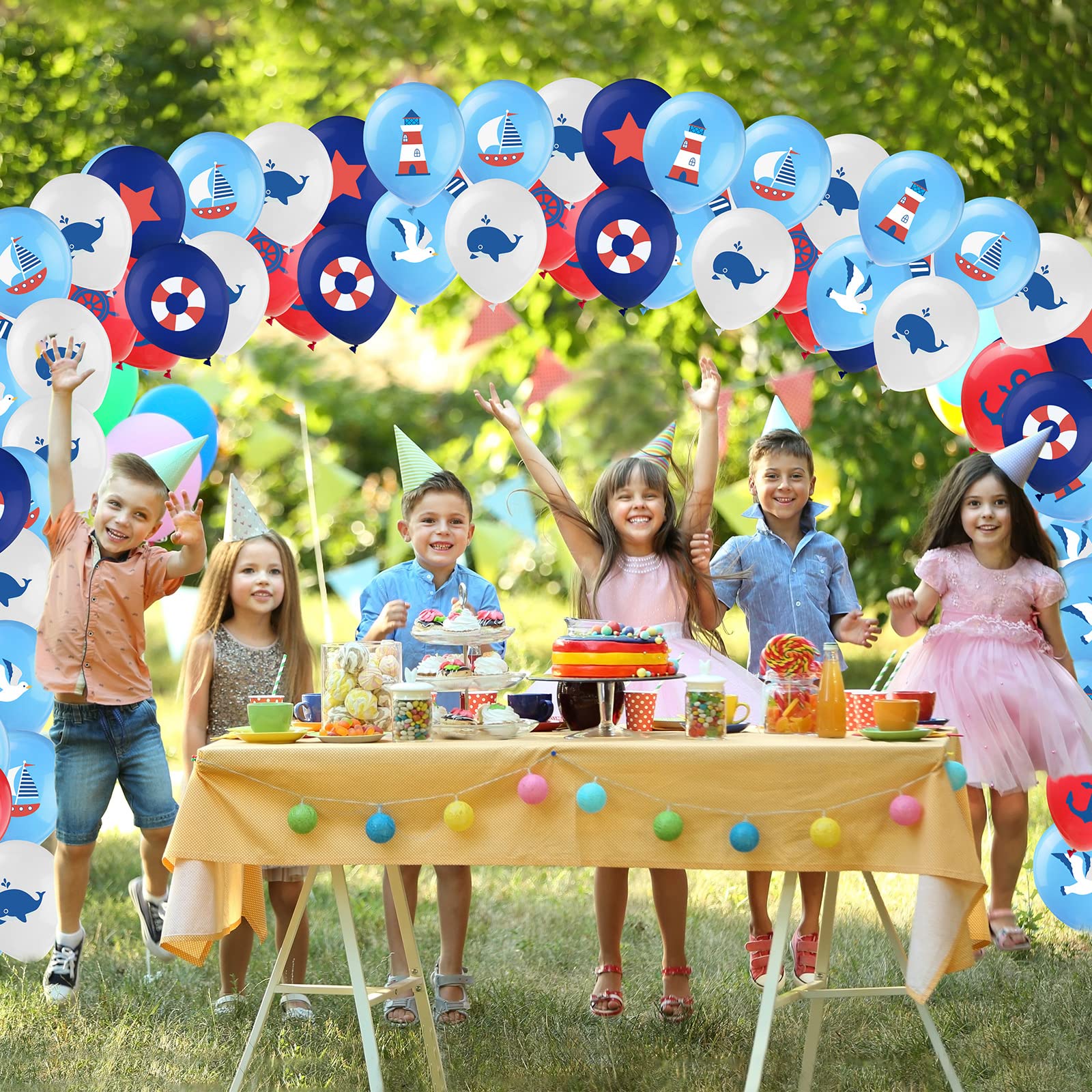 45-Piece Nautical Balloon Set - Anchor & Sailboat Themed Latex Balloons for Kids Birthday, Baby Shower, and Nautical Party Decorations - Perfect for Ocean-Themed Celebrations and Underwater Decor