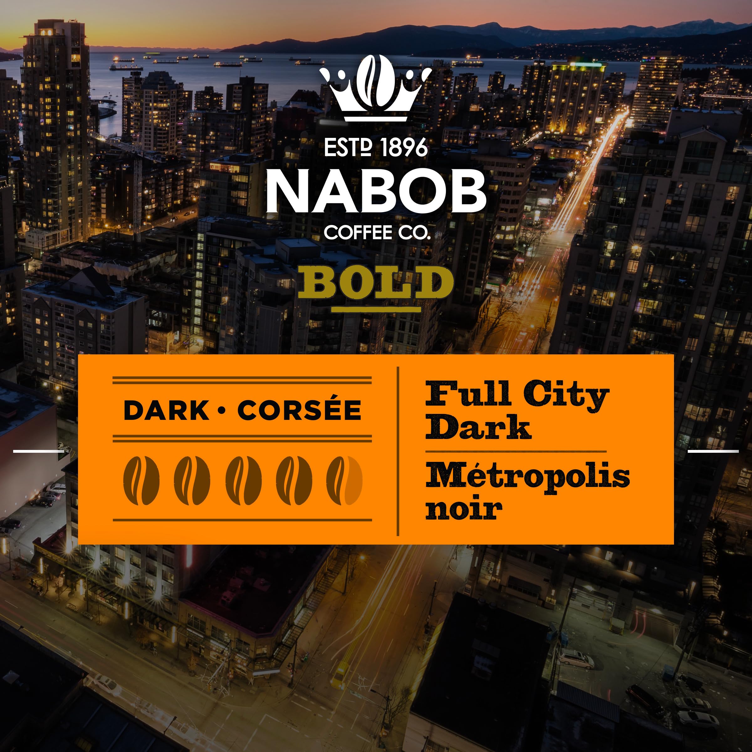 Nabob Full City Dark Roast Coffee Pods - 100% Compostable, 120 Count (4 Boxes of 30) - Premium Canadian Import - Perfect for Keurig Machines & Eco-Conscious Coffee Lovers