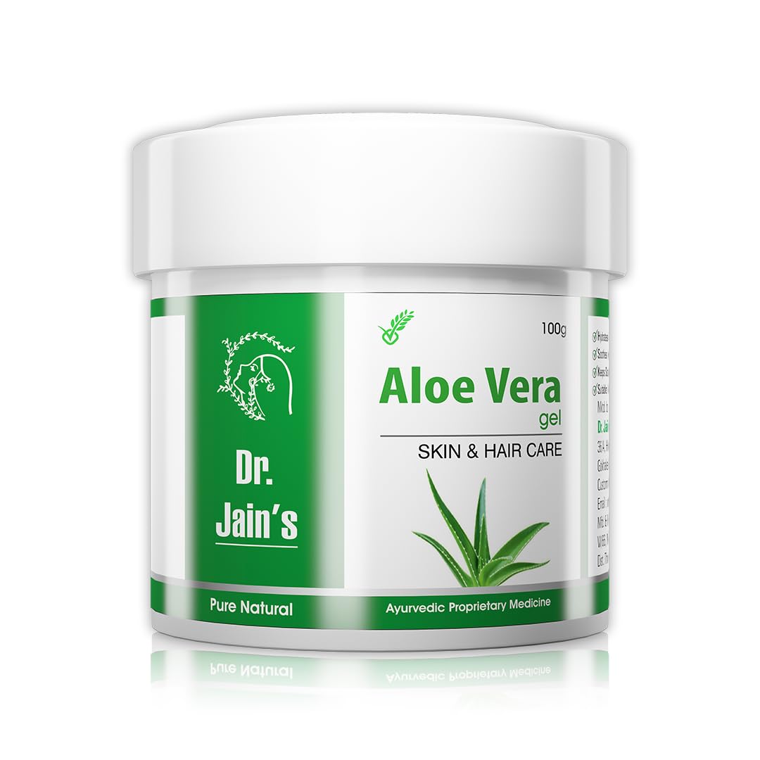 DR. JAIN'S Pure Aloe Vera Gel for Hair & Skin Care - 100% Natural, Soothing & Hydrating - Perfect for Sunburn Relief, Scalp Treatment & Daily Moisturizing