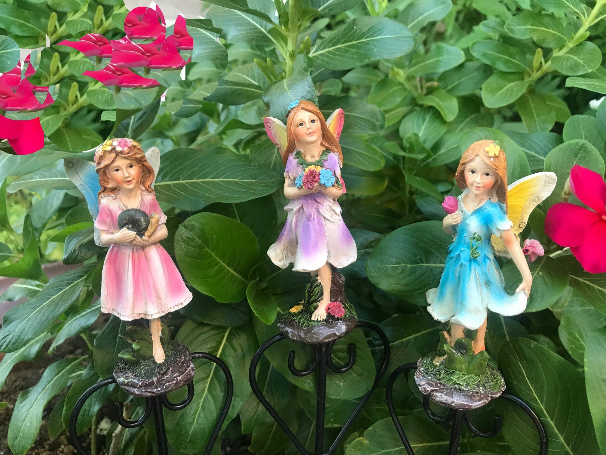 Set of 3 Premium Garden Plant Stakes for Plants & Flowers - Friendly Fairy Decor - Perfect for Outdoor Gardens, Indoor Potted Plants & Floral Arrangements