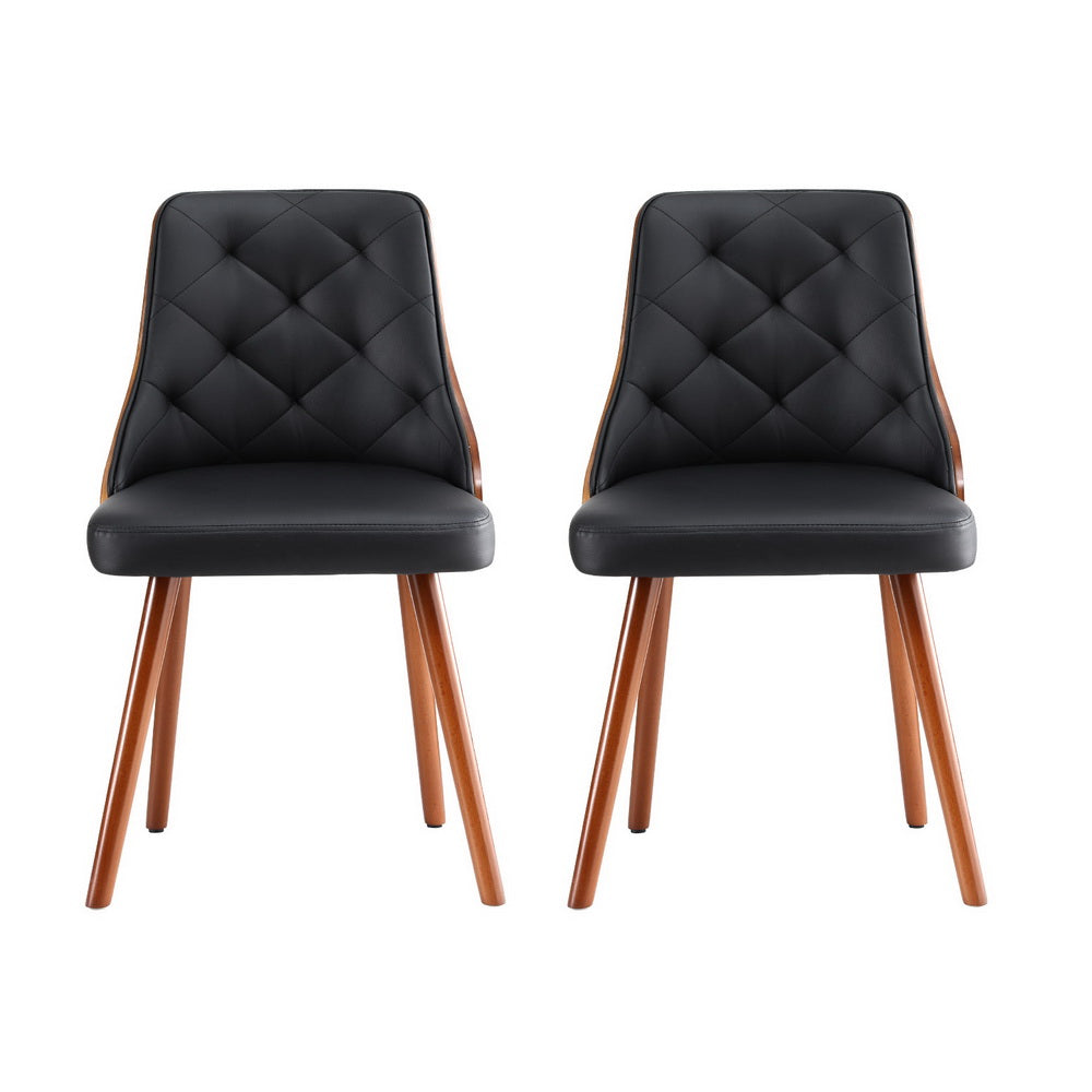 4-Piece Artiss Dining Chair Set - Black PU Leather Upholstered Modern Kitchen Chairs for Dining Room, Kitchen, Restaurant & Home Decor
