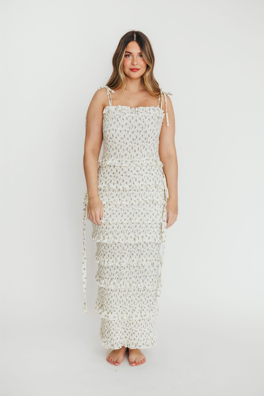 Harley Maxi Dress in Gray Floral - Bump Friendly Maternity Dress for Women | Perfect for Pregnancy, Nursing & Special Occasions