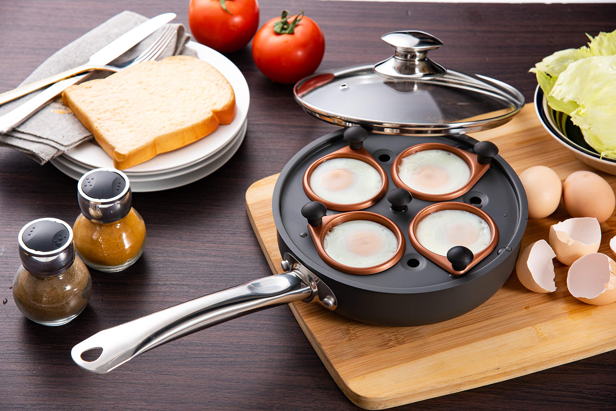 Hamilton Beach 8-Inch Aluminum Egg Poacher - Gray - Perfect for Poached Eggs, Breakfast & Healthy Cooking - Ideal for Home Kitchens & Restaurants
