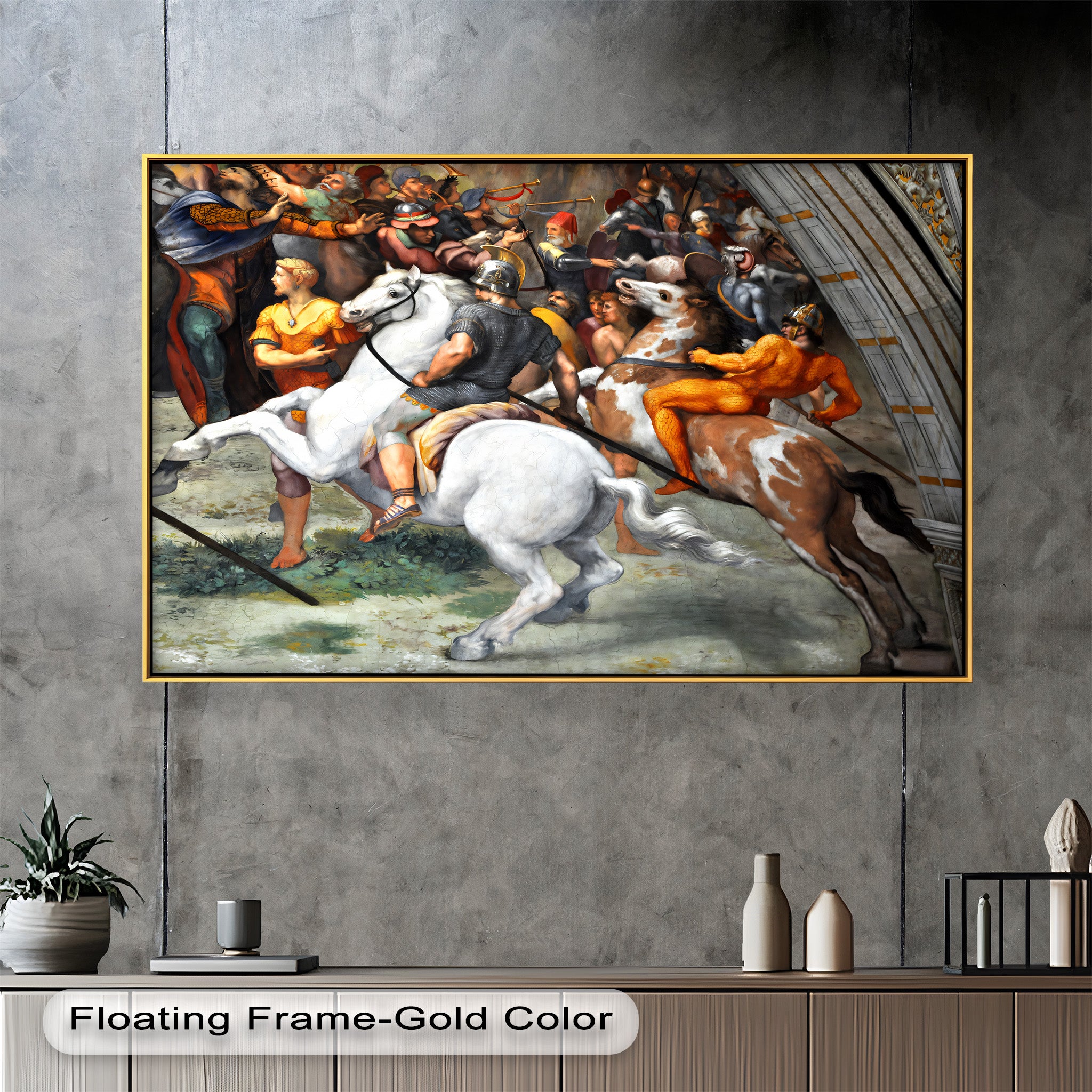 Clash of Warriors - Rococo Style Oil Painting for Home Decor, Living Room Wall Art, and Medieval Battle Scene Artwork