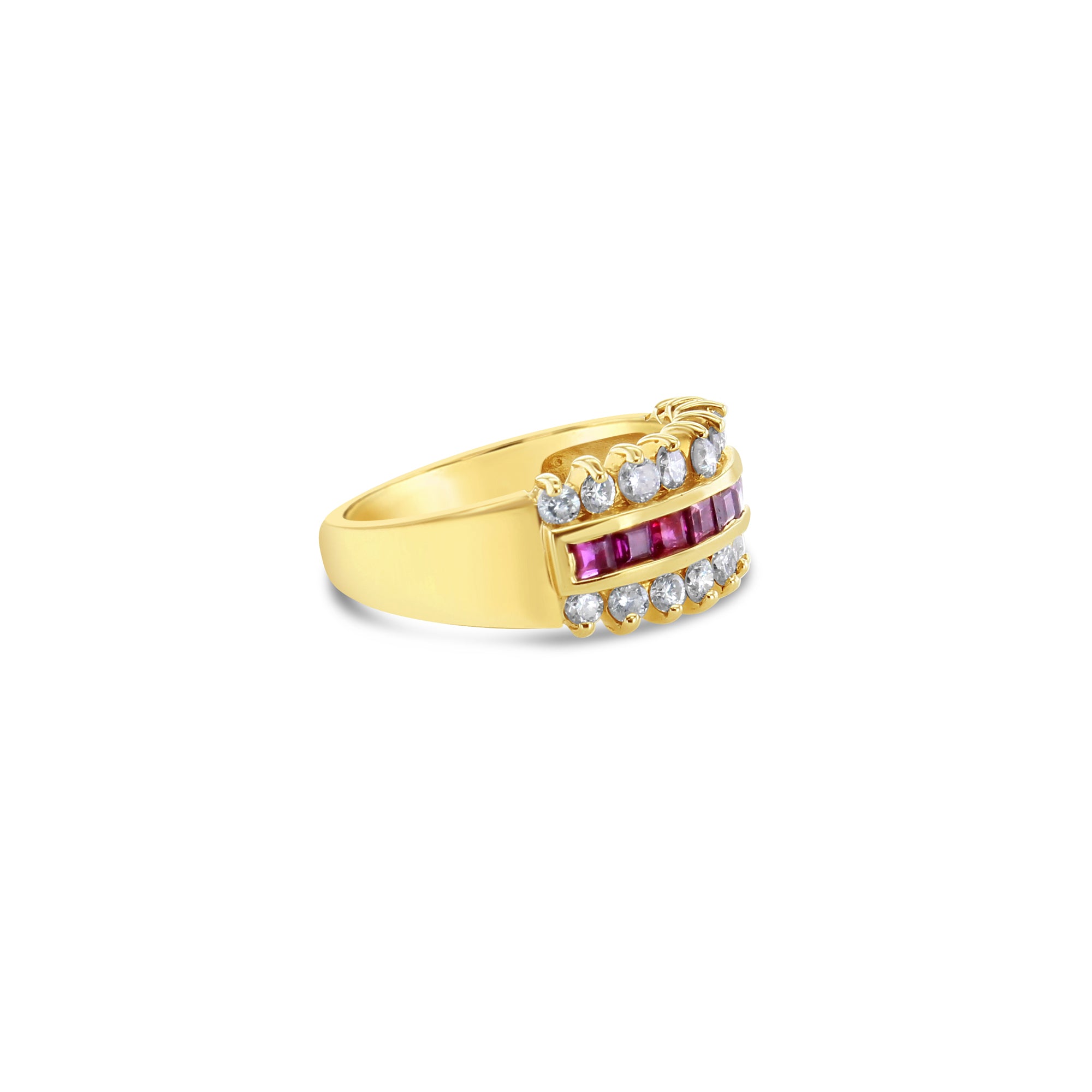 1.55cttw Ruby & Diamond Wedding Band Ring 14K Yellow Gold for Women - Elegant Bridal Jewelry, Anniversary Gift, Engagement Ring Alternative