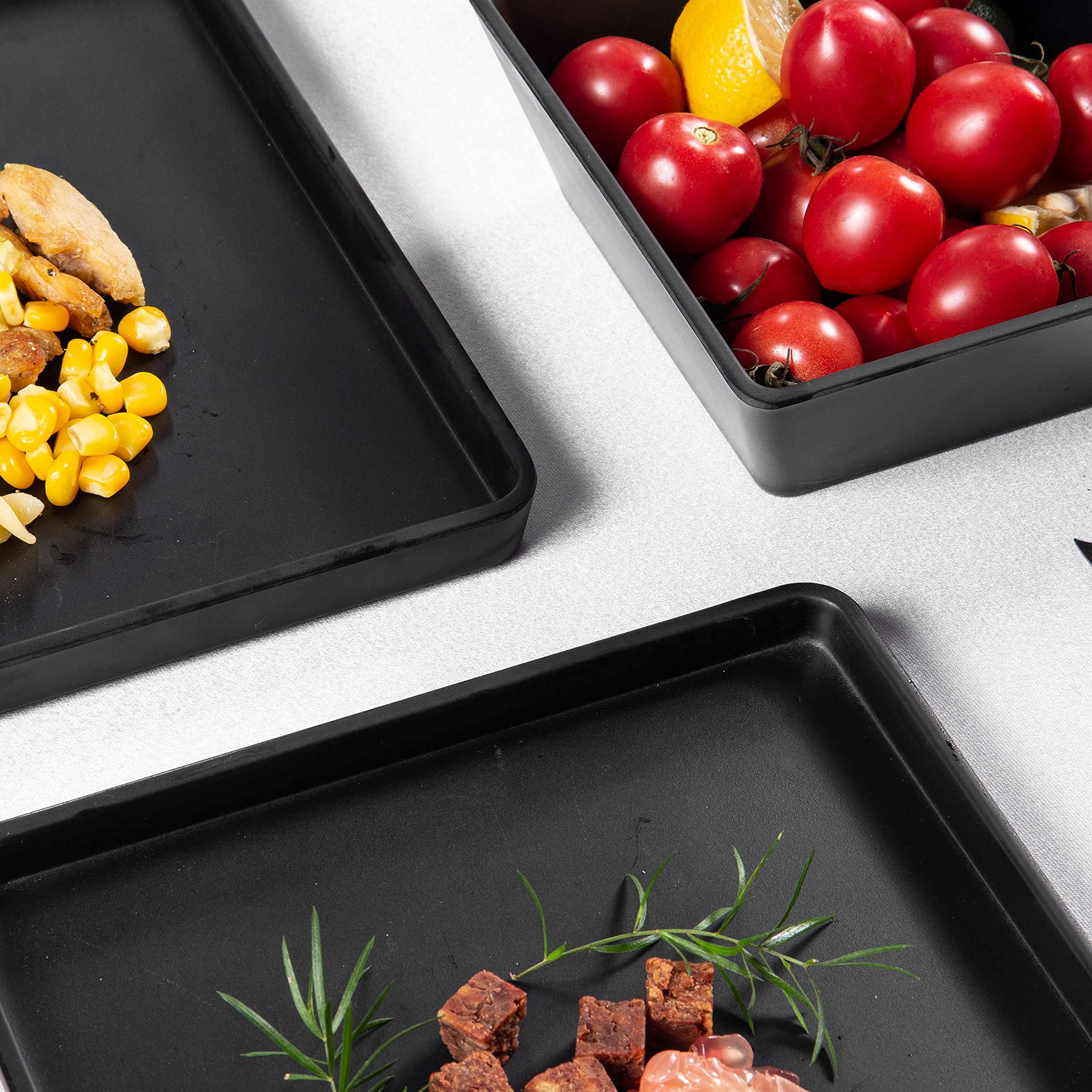 Premium 12-Piece Melamine Dinnerware Set - Durable Square Plates & Bowls in Elegant Black | Perfect for Outdoor Dining, Picnics, Camping & Everyday Use
