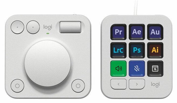 Logitech MX Creative Console Programmable Keypad - Customizable Shortcut Keys for Adobe Photoshop, Premiere Pro, Illustrator | Graphic Design & Video Editing Tool (Black/White) | Perfect for Creative Professionals & Digital Artists