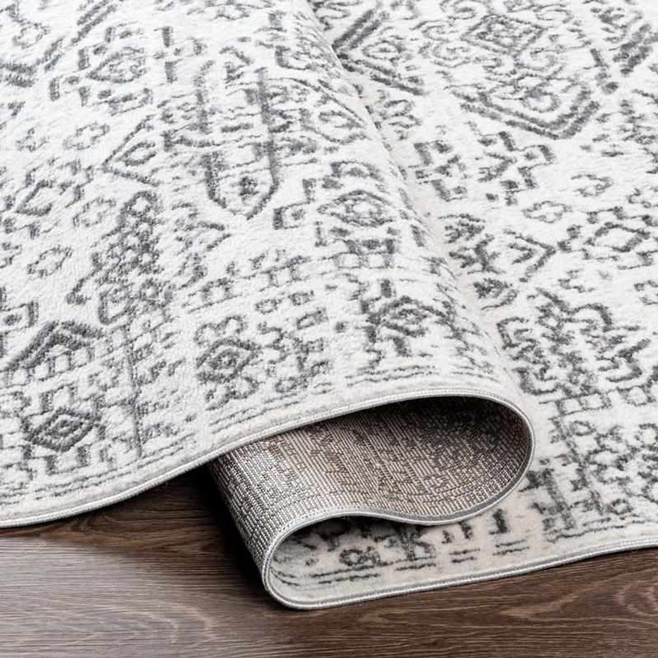 Mark&Day 8x10 Berkhoek Global Light Gray Area Rug – Soft Grey Beige White Carpet for Living Room, Bedroom, Kitchen – 7'10
