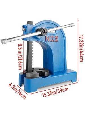 2 Ton Heavy Duty Manual Arbor Press - Cast Iron Desktop Press for Riveting, Punching, Stamping & Metal Forming | Perfect for Jewelry Making, Metalworking & DIY Projects (Blue)