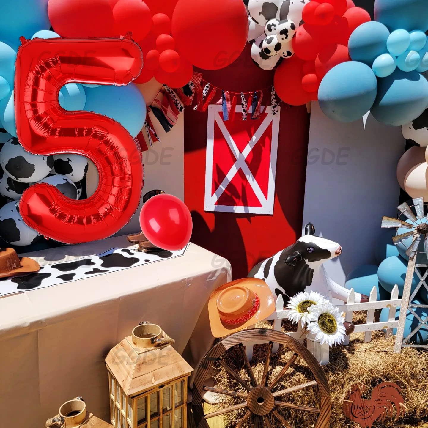 40 Inch 5 Red Number Balloons - Mylar Foil Helium Balloons for Birthday Party Decorations, Baby Shower Supplies, Anniversary Celebrations & Graduation Events - Perfect for Indoor/Outdoor Decor (Set of 5)