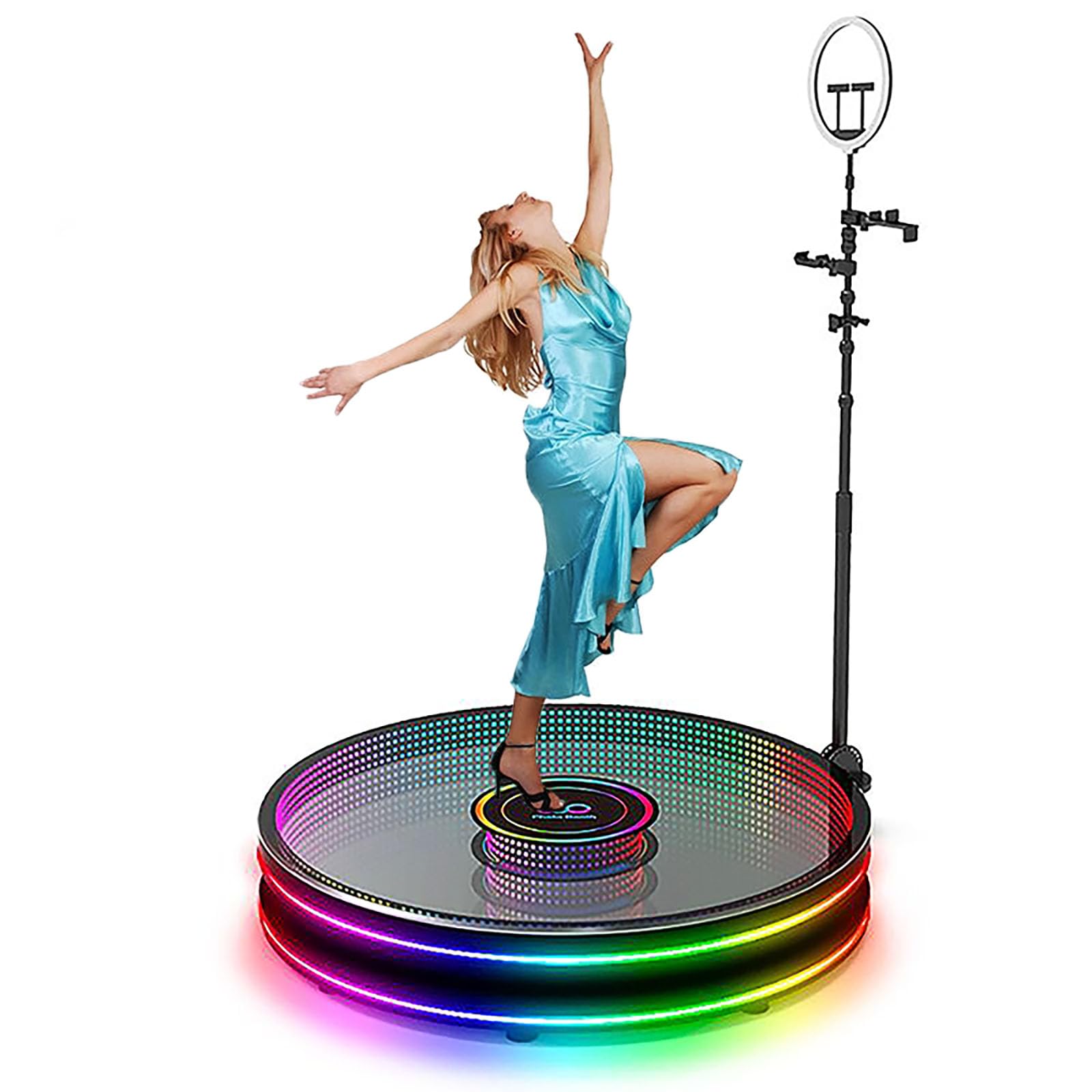 FXNFXLA 360 Magic Glass Photo Booth Machine - Automatic Spin Camera with Remote Control for Parties & Events - 80cm/31.5in Selfie Platform - Perfect for Weddings, Birthday Celebrations & Corporate Functions