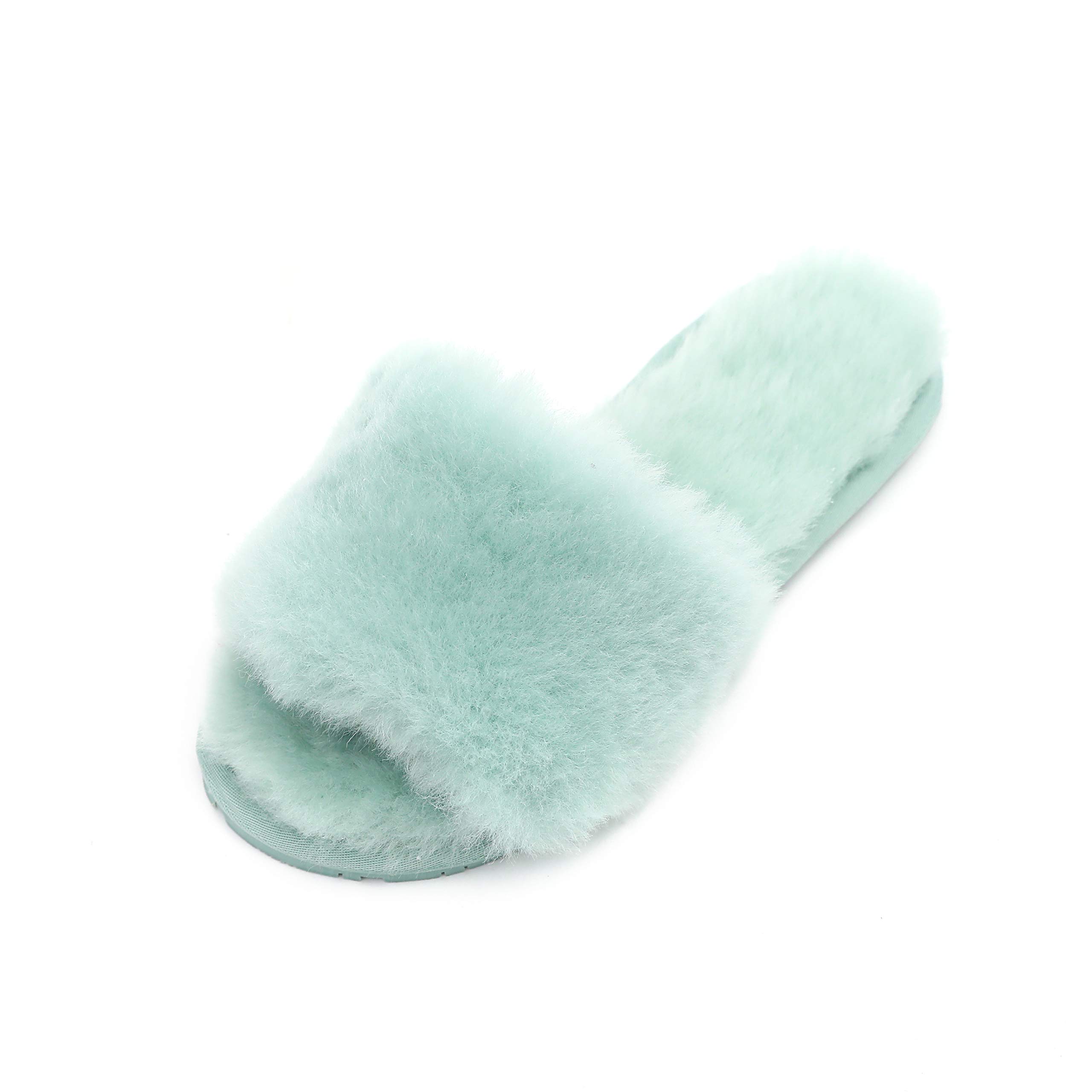 Boiled Wool Slippers for Women - Genuine Fur Open Toe House Slippers | Luxury Comfort Indoor/Outdoor Slippers by Dechic - Perfect for Lounging, Spa Days & Cozy Evenings