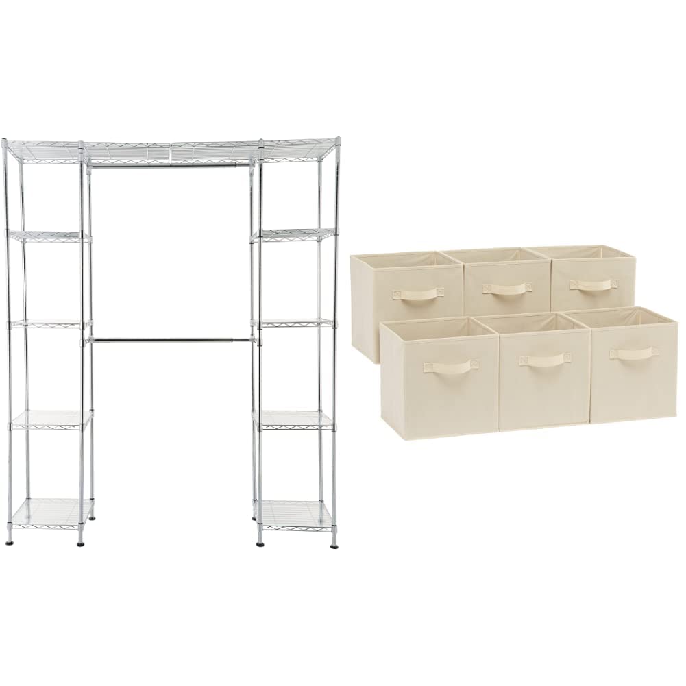 Amazon Basics Expandable Metal Hanging Closet Organizer with Adjustable Shelves (14