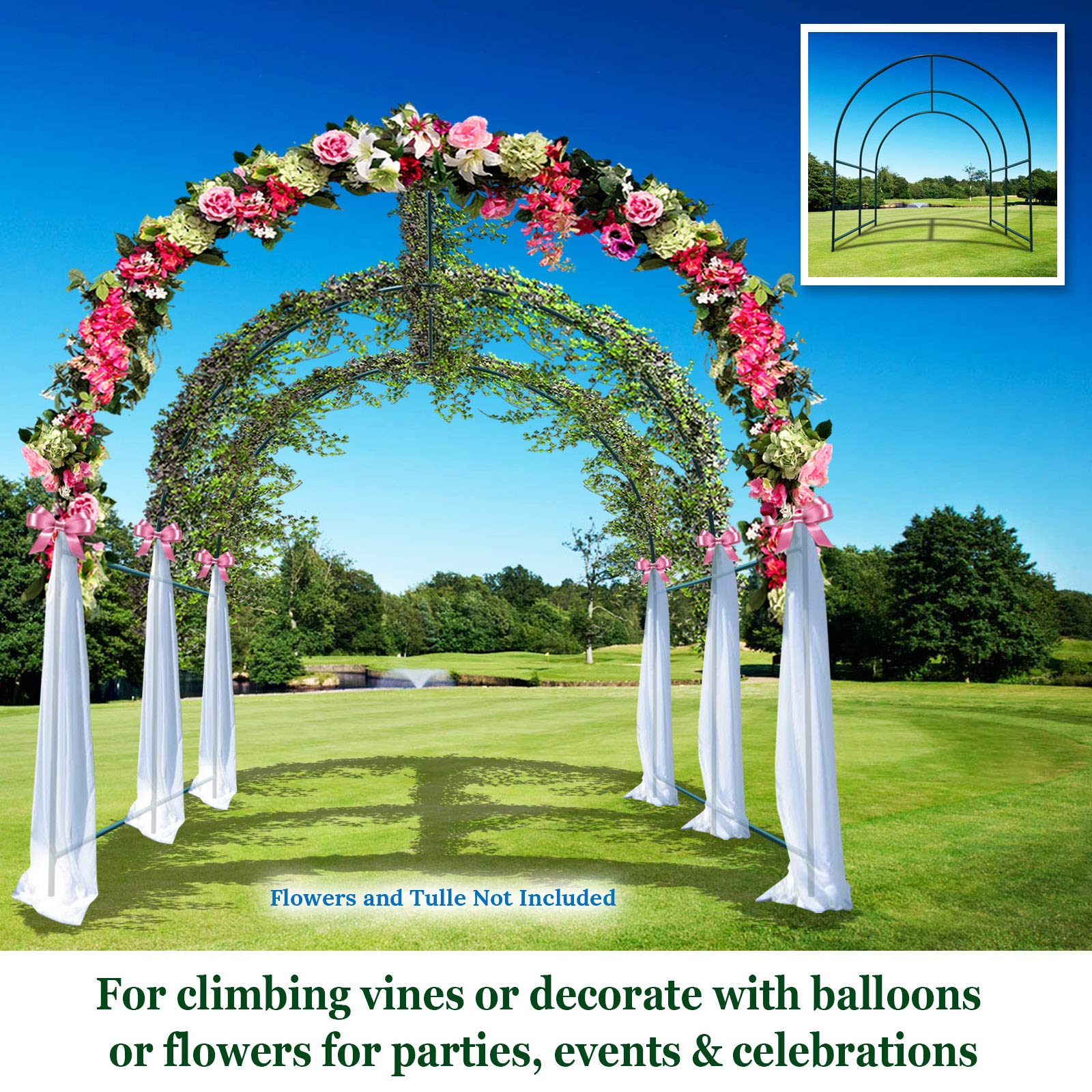 BenefitUSA Large Walk-in Garden Plant Arch Greenhouse Frame for Flowers, Fruits, Vegetables - Durable Replacement Structure (8.2 x 7 x 7.2ft) - Perfect for Gardening, Outdoor Parties & Backyard Decor