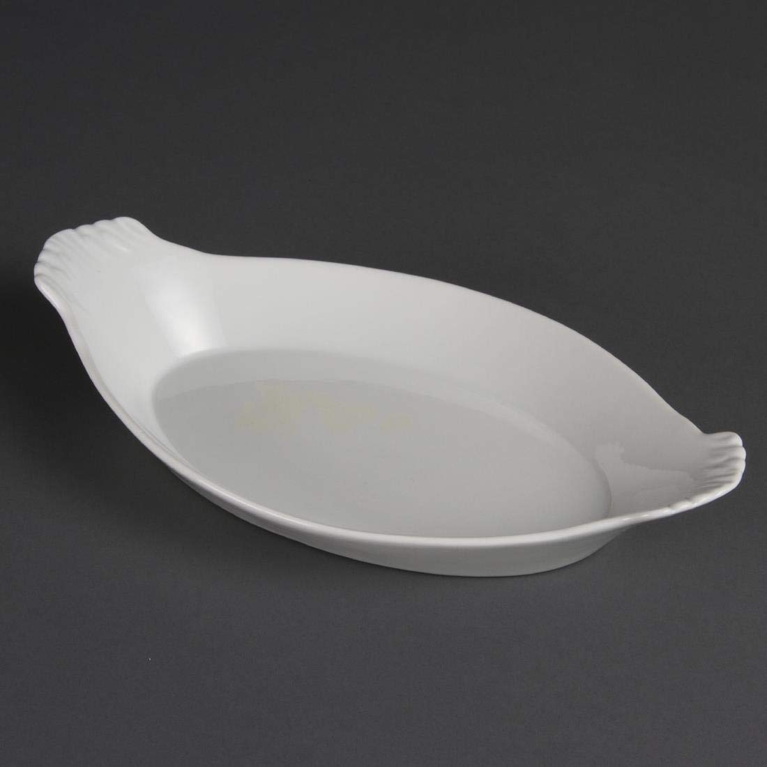 Premium 6-Piece White Porcelain Oval Serving Plates with Ears - 320x177mm - Elegant Dinnerware for Buffets, Parties & Formal Dining