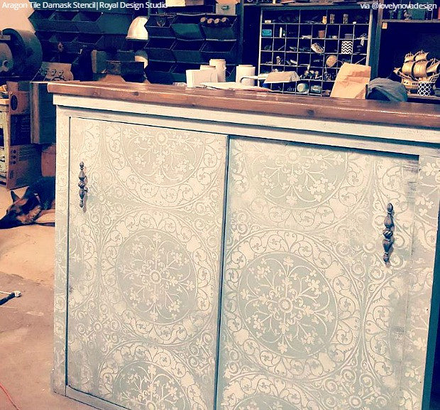 Aragon Damask Tile Wall Stencil - Reusable DIY Painting Template for Home Decor, Bathroom, Kitchen Backsplash - Perfect for Wall Art, Furniture Upcycling & Craft Projects