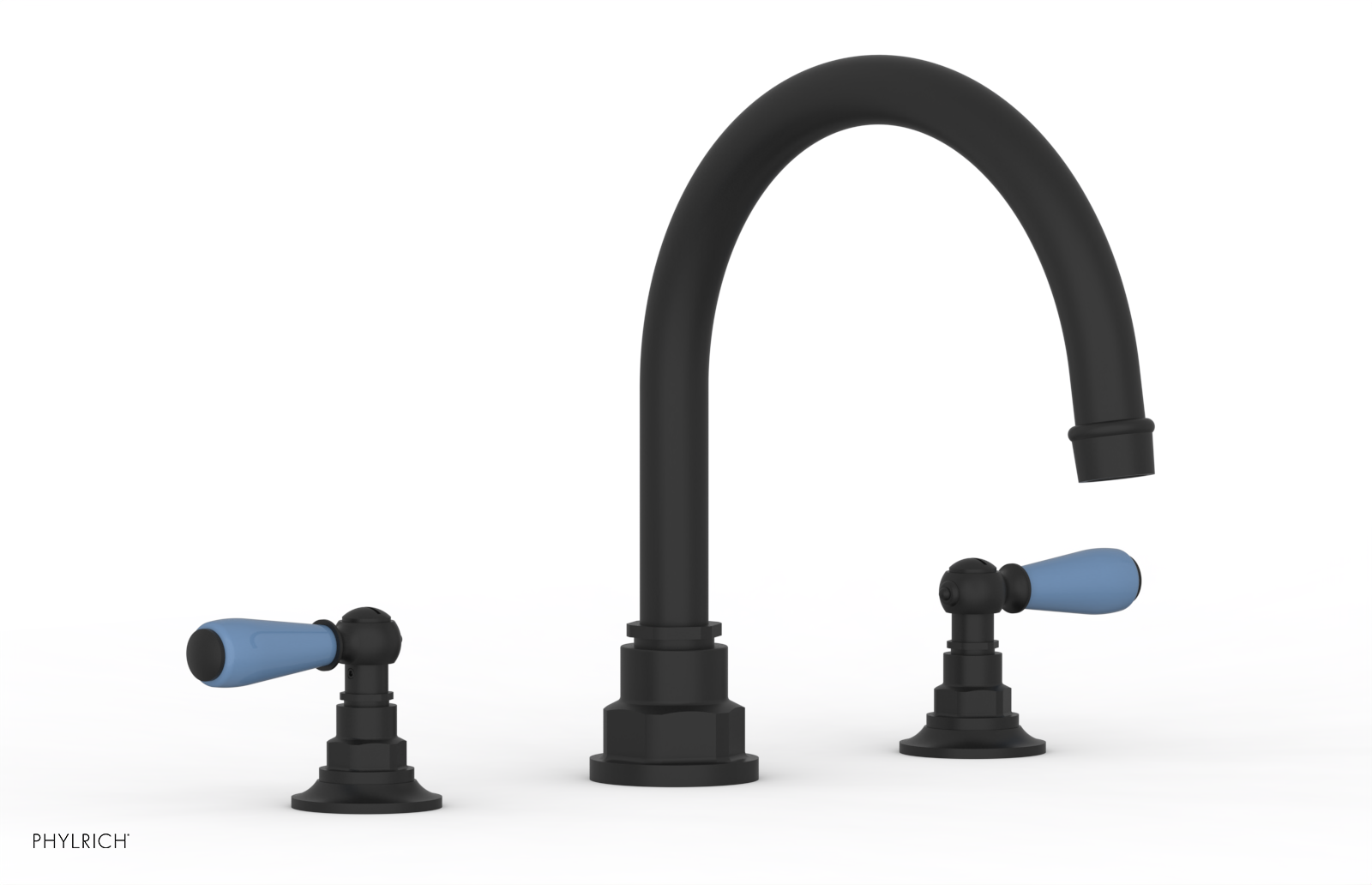 Jamestown Deck Tub Set with Lever Handles - Light Blue Accented Bathroom Fixtures for Outdoor & Indoor Use - 165.41