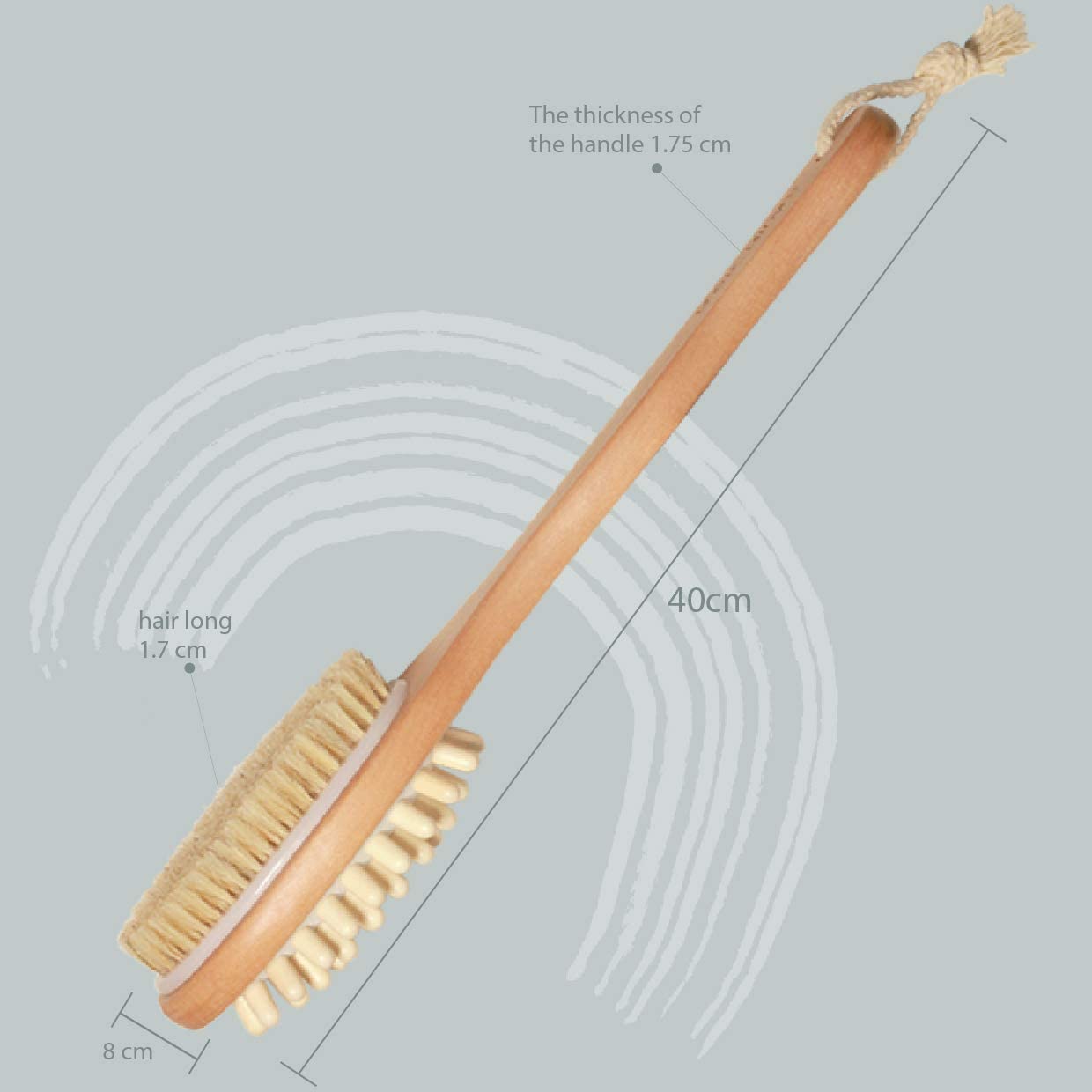 RED SQUARE 2-in-1 Dry Skin Body Brush with 11 Inch Removable Wooden Handle - Exfoliate & Massage for Smooth Skin - Perfect for Shower, Spa & Dry Brushing Therapy