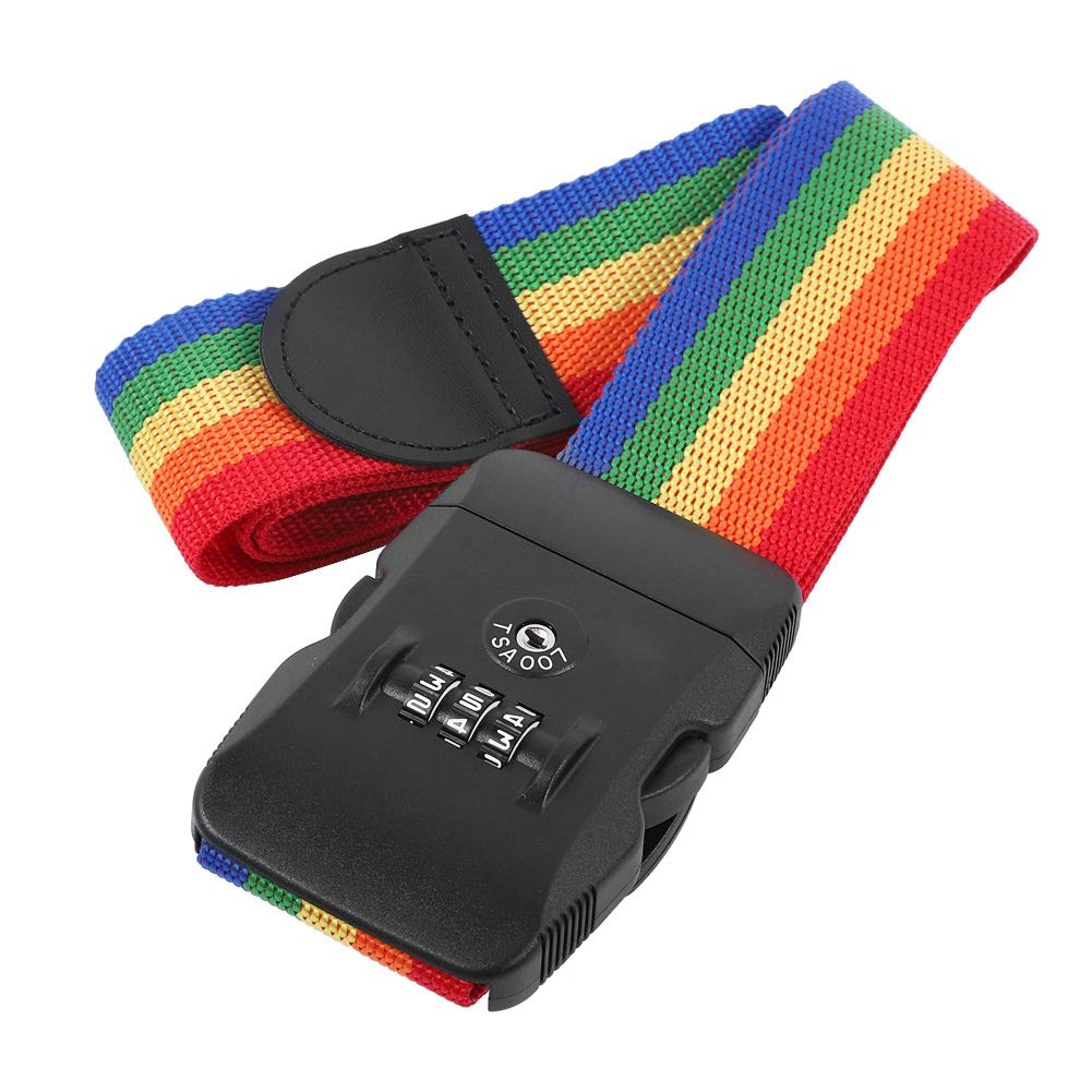 Rainbow Travel Luggage Strap with TSA Approved Combination Lock - Adjustable Suitcase Belt for Secure Packing | Perfect for Air Travel, Vacation Trips & Business Trips