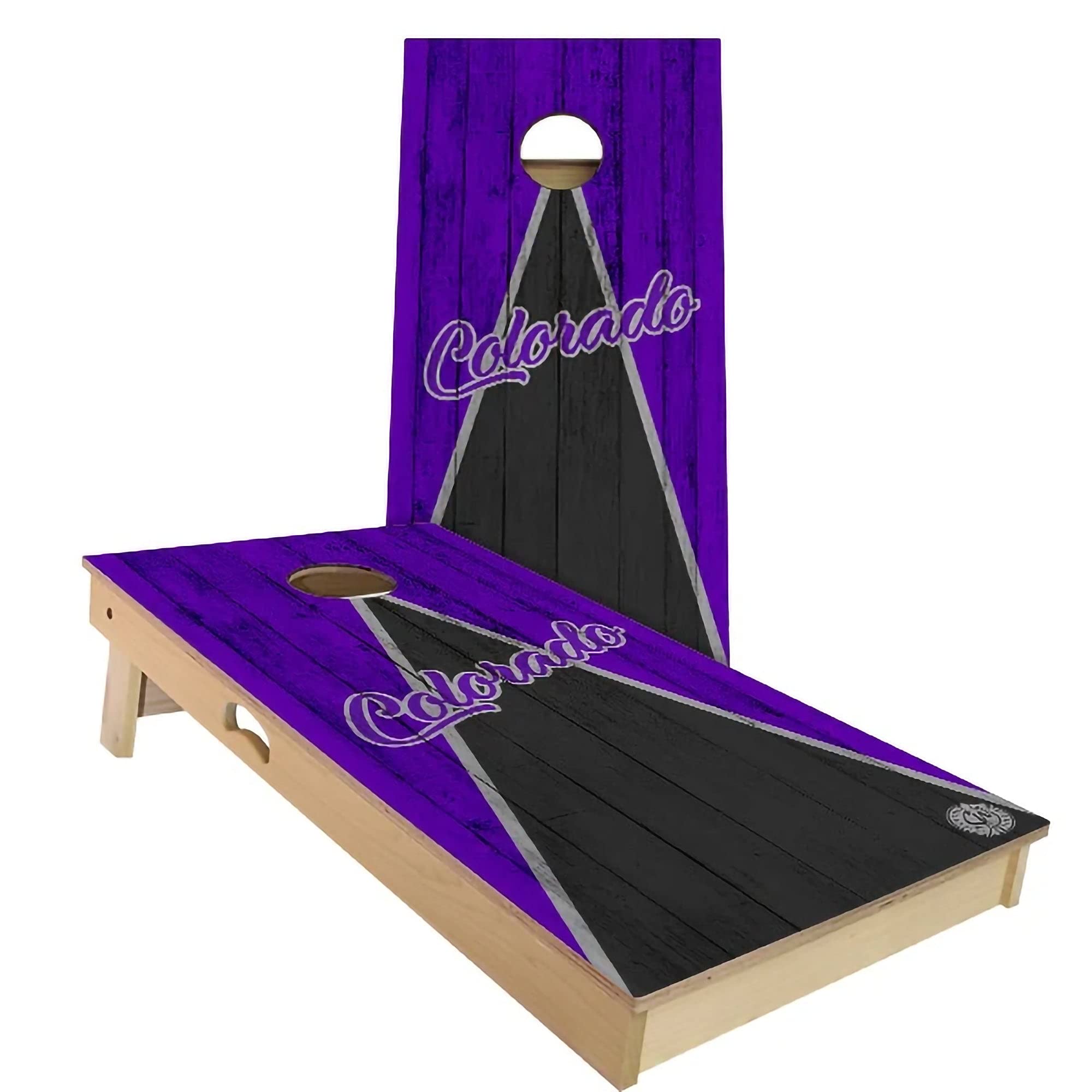 Premium Colorado Triangle City Themed Cornhole Game Set - 2 Wooden Boards & 8 Bean Bags - Outdoor Lawn Games for Backyard, Tailgating, and Parties - Multiple Sizes & Accessories Included