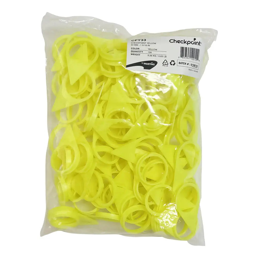 Checkpoint 33mm Medium Arrow Wheel Nut Indicator - Yellow (100/Bag) CPMASY33 | Heavy Duty Truck & Trailer Lug Nut Security for Fleet Maintenance
