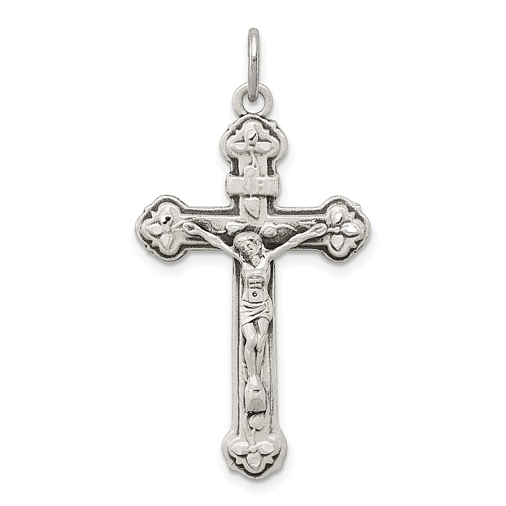 925 Sterling Silver INRI Crucifix Cross Pendant Necklace for Women - Religious Jewelry Gift for Her - Perfect for Church, Baptism, First Communion & Everyday Wear