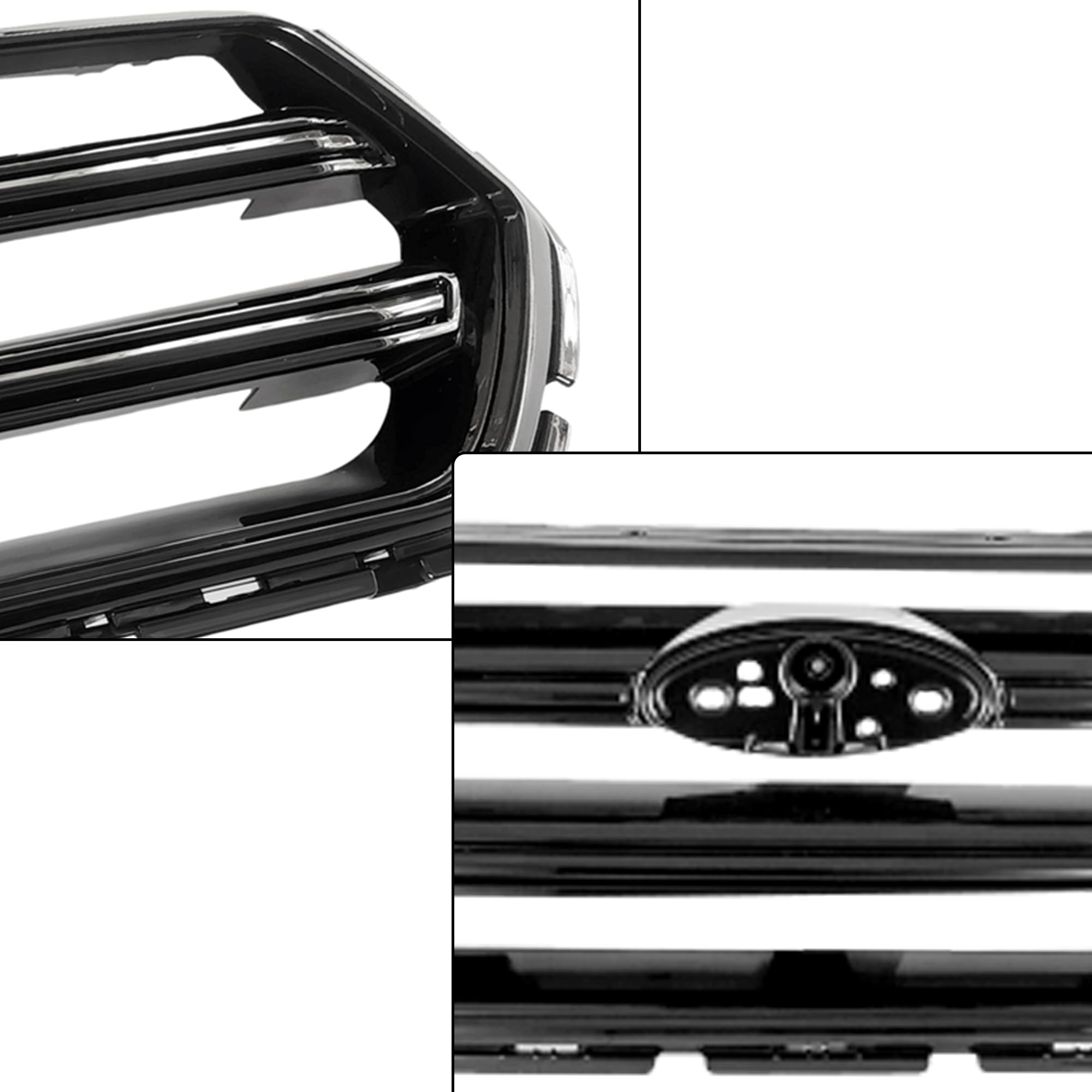 2017-2018-2019 Ford Escape Front Upper Bumper Grille - Glossy Black Replacement (Part #GJ5Z8200B) | Perfect for Off-Roading & Custom Car Upgrades