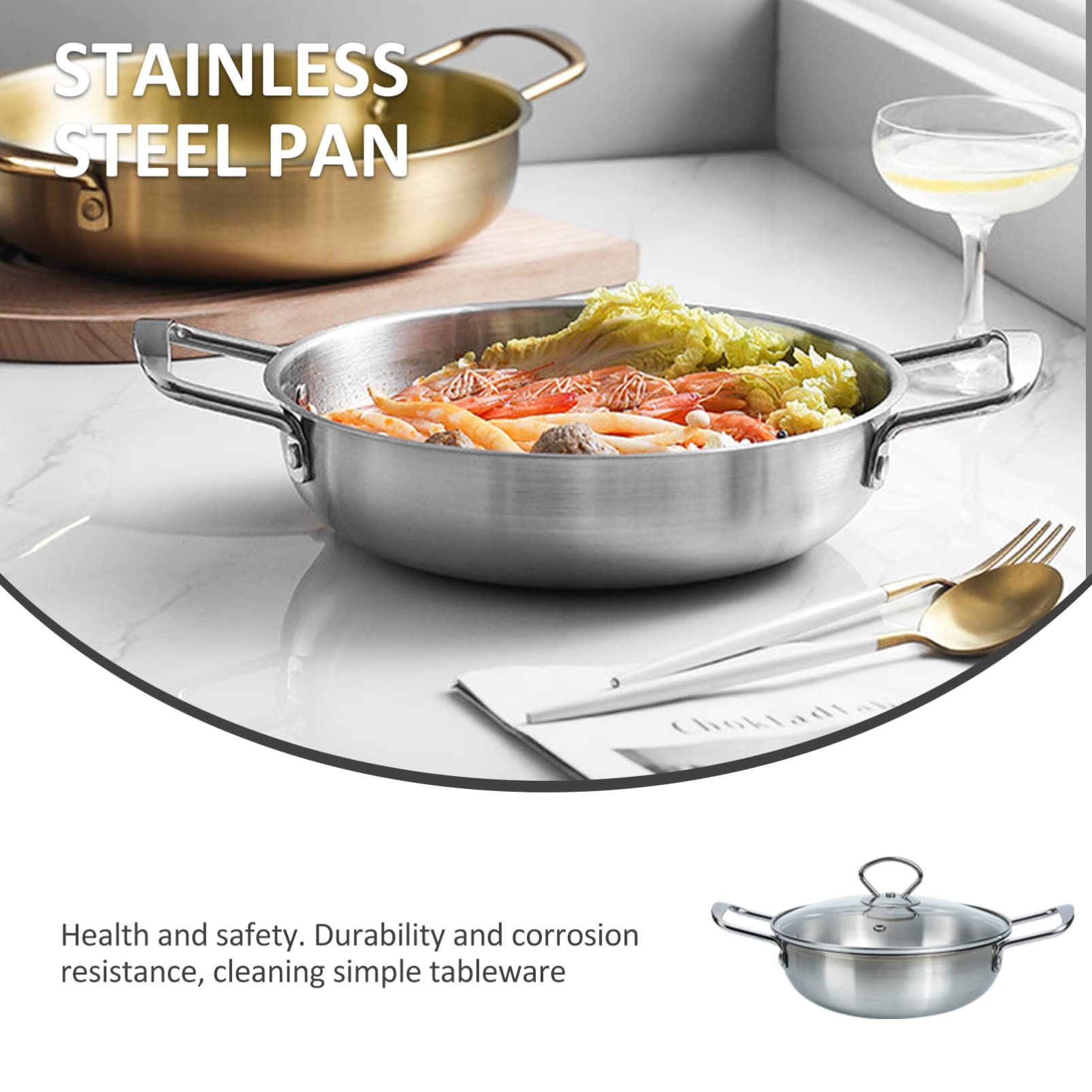 ERINGOGO Mini Ramen Soup Pot with Stainless Steel Lid - Double Handle Cooking Pan for Home & Restaurant Use | Perfect for Ramen, Pho, Hot Pot & Everyday Cooking