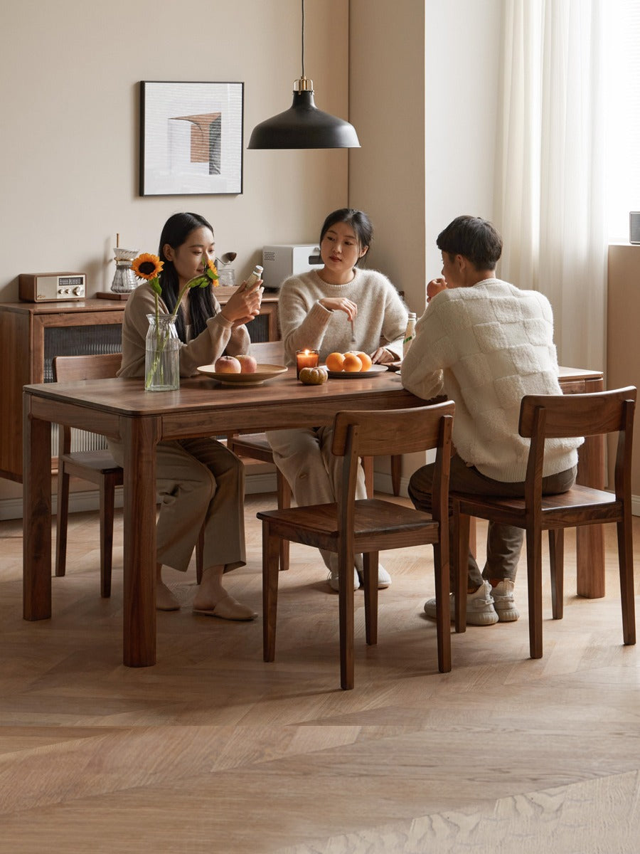 Premium Solid Wood Dining Table - Black Walnut, Ash & Red Oak - Large Farmhouse Style Table for Family Gatherings & Dinner Parties