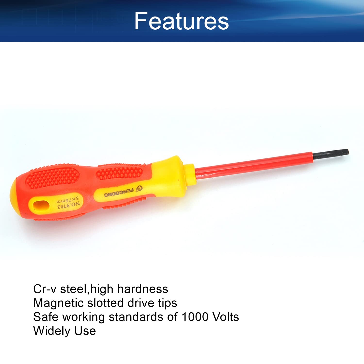 **Auniwaig 3 X 75mm Magnetic Slotted Screwdriver - Non-Slip Handle Flat Head Screwdriver for Electricians, Home Repair, DIY & Crafts (Red, 1-Pack) - Perfect for Tight Spaces & Precision Work**
