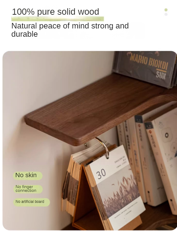 Solid Oak, Cherry & Black Walnut Wood Corner Bookshelf - Rustic Floating Shelf for Living Room, Bedroom, Office Storage & Display