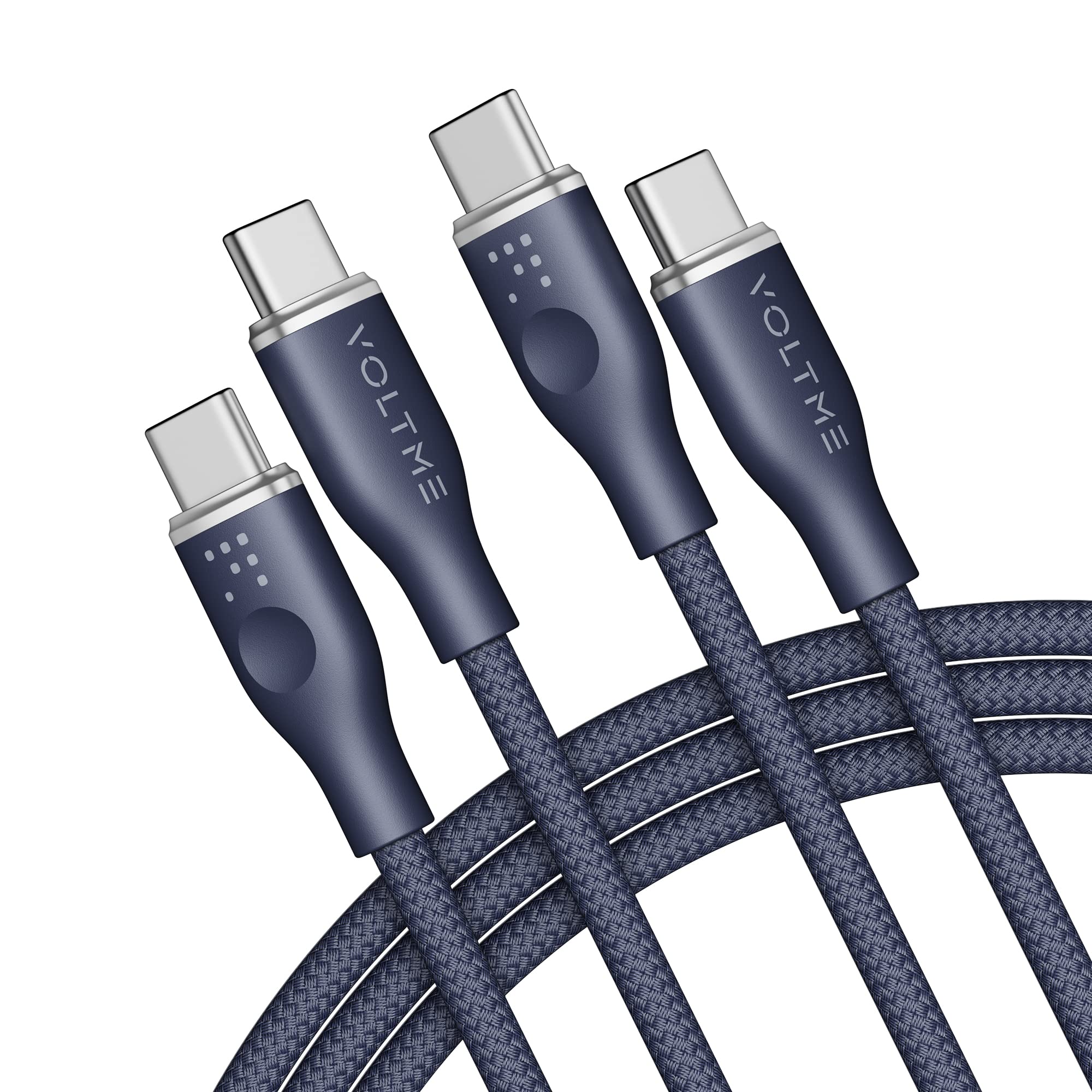 VOLTME 2-Pack 100W USB C to USB C Fast Charging Cable 6ft (1.8m) - PD 2.0 Type C Charger Cord Compatible with MacBook Pro, iPad Pro, Samsung Galaxy S21, Google Pixel, Nintendo Switch - Blue | Perfect for Home, Office & Travel Charging