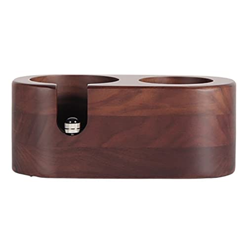 Barista Coffee Filter Tamper Holder - Walnut Wood Espresso Distributor Mat Stand for Cafe & Home Brewing - 58mm 2-Holes Coffee Accessories - Perfect for Espresso Machines, Coffee Shops & Barista Stations