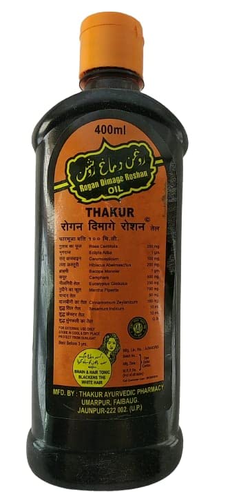 URJUWANI Thakur Rogan Dimage Roshan Hair Oil 400ml - Natural Ayurvedic Hair Growth Treatment for Dry & Damaged Hair - Promotes Shine & Strength - Perfect for Daily Hair Care & Scalp Massage