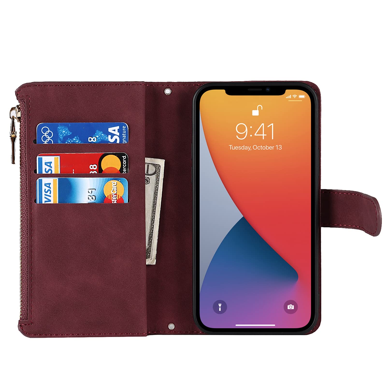 Jaorty Premium PU Leather iPhone 12 Pro Wallet Case (6.1