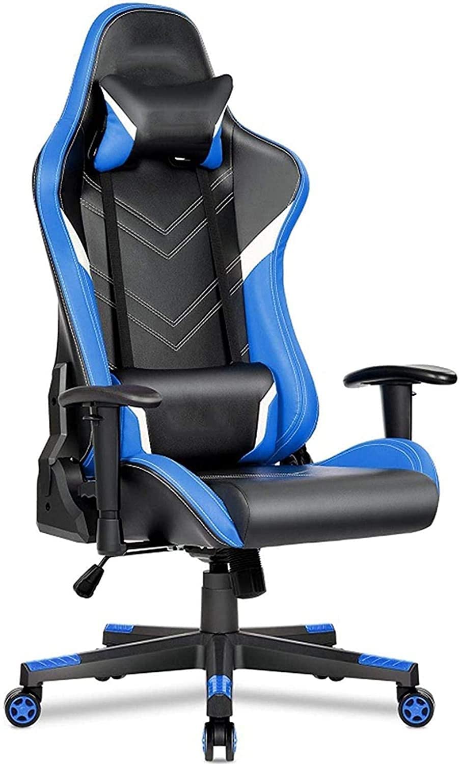 Premium Ergonomic Gaming & Office Chair with Adjustable Headrest & Lumbar Support - 360° Swivel Reclining Racing Chair for Adults, Men & Women - Perfect for Home Office, Gaming Setup & Workstation (Blue)
