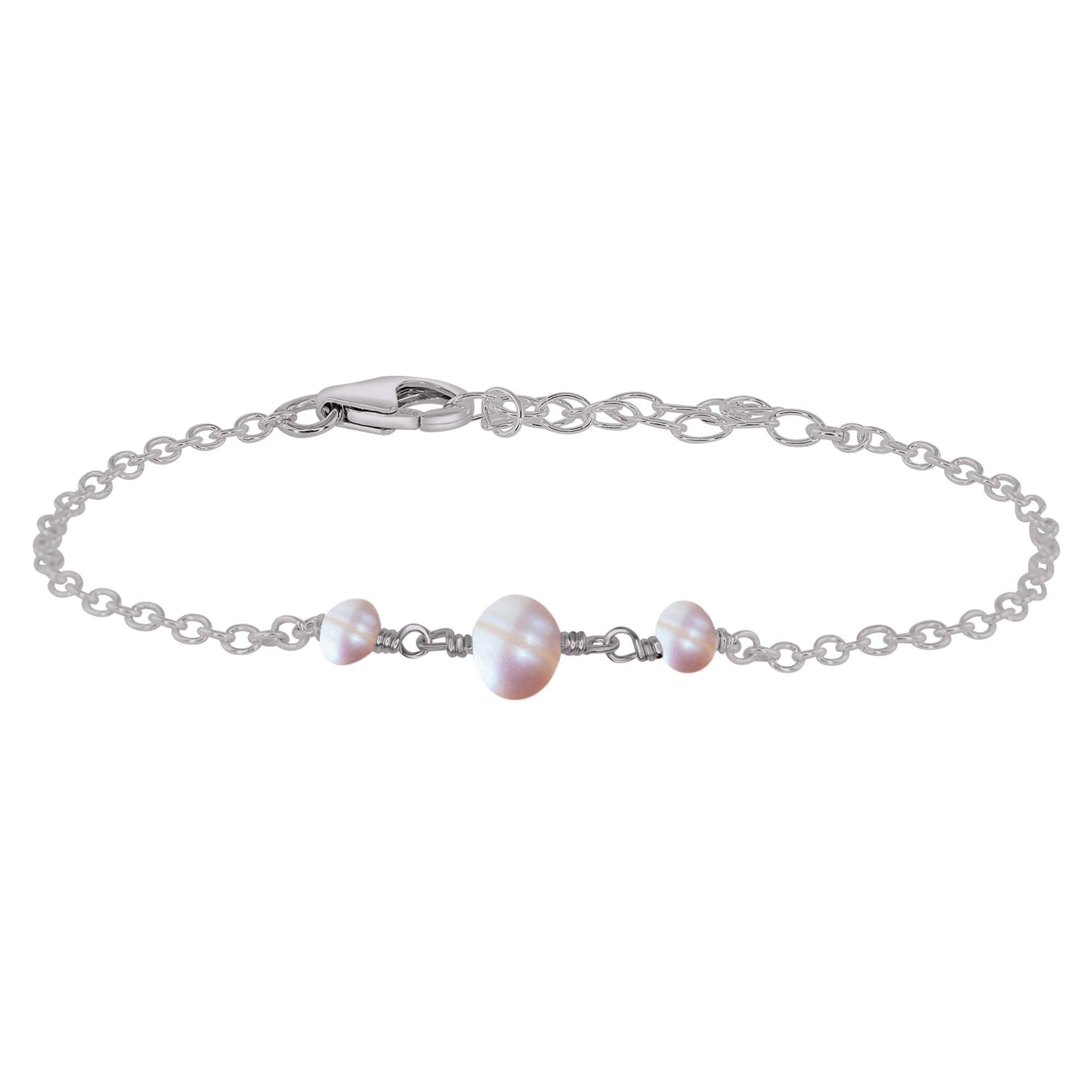 Elegant White Freshwater Pearl Beaded Chain Bracelet for Women - Perfect for Weddings, Parties & Everyday Wear