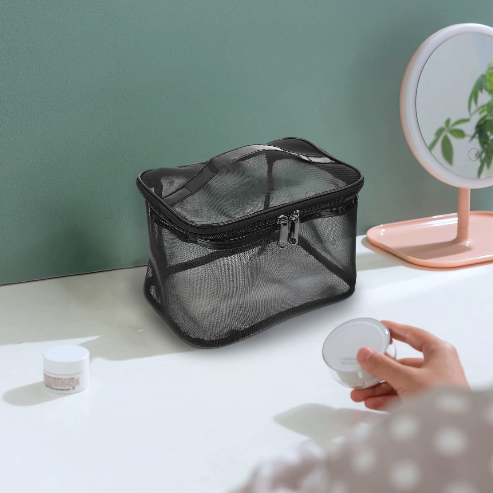 GALPADA 2-Pack Mesh Cosmetic Bags for Travel - Waterproof Makeup Pouch & Toiletry Organizer | Portable Storage for Cosmetics, Toiletries, Jewelry | Perfect for Vacation, Gym, Daily Use