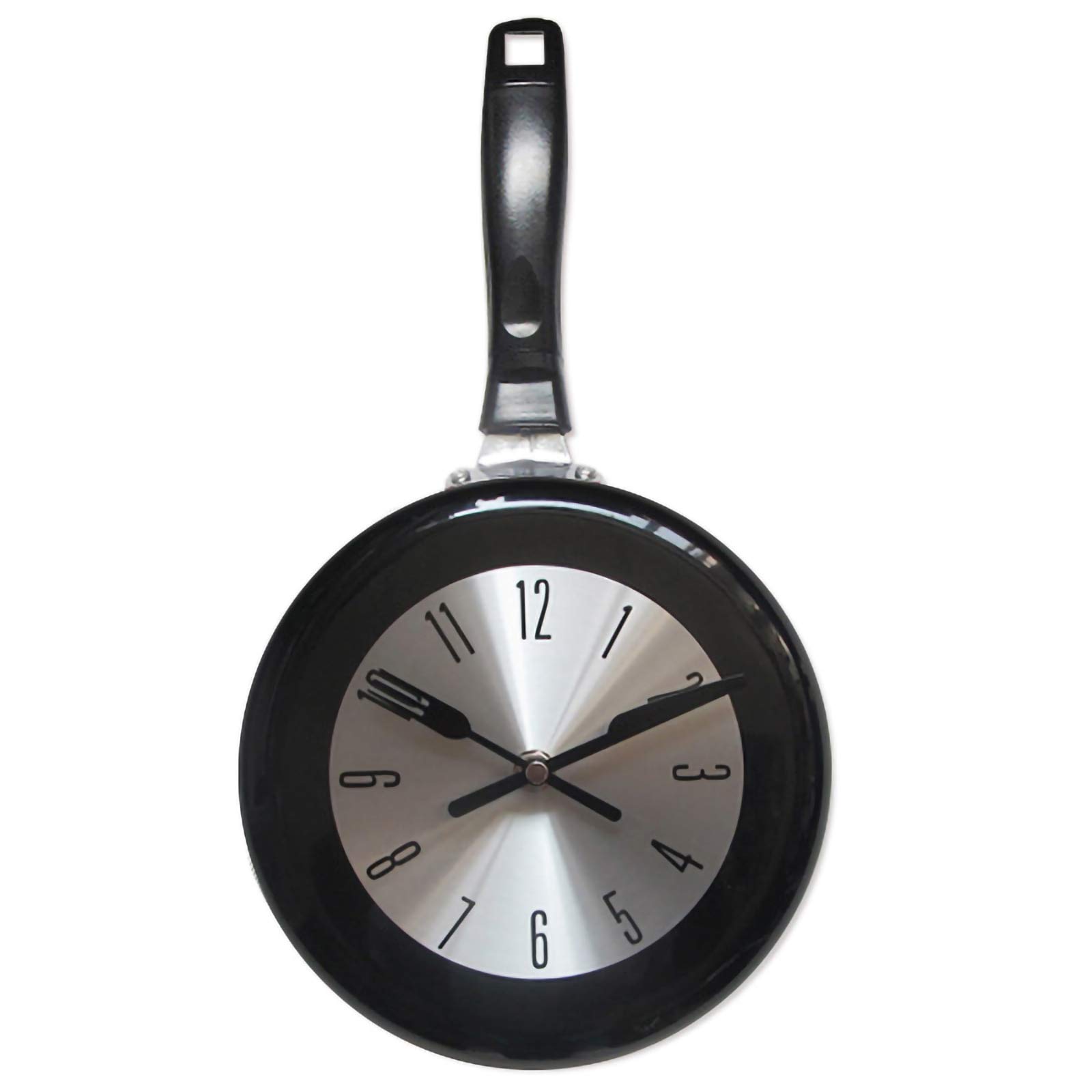Eurobuy 8 Inch Metal Frying Pan Wall Clock - Vintage Kitchen Decor for Restaurant, Cafe, Bar, Bedroom & Living Room - Perfect for Cooking Enthusiasts & Retro Home Decor