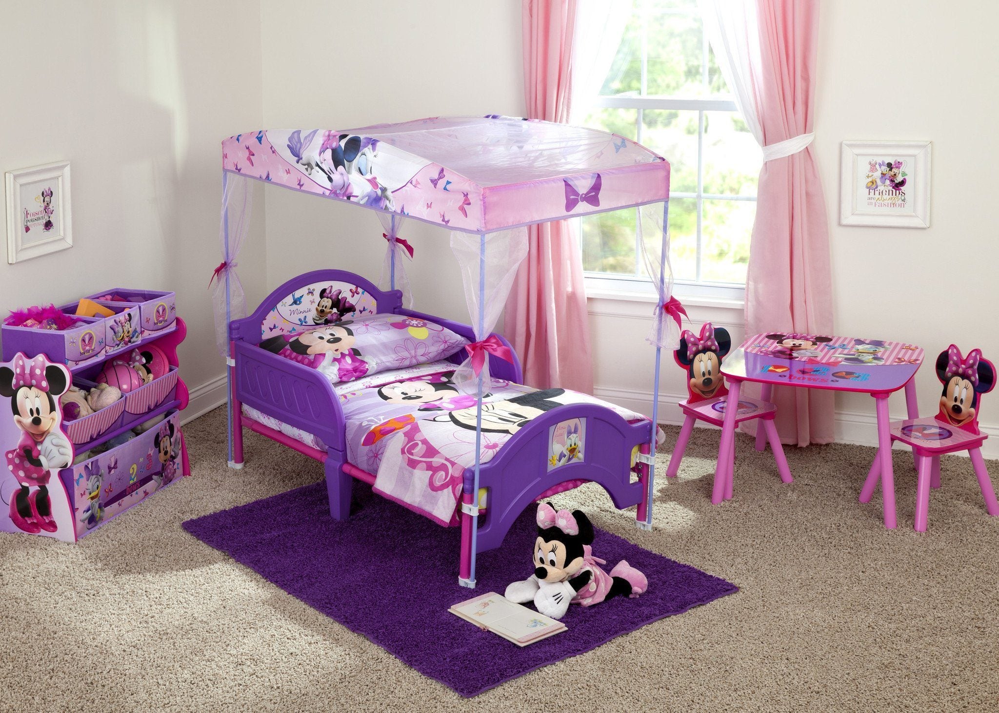 Minnie Mouse Toddler Canopy Bed - Pink Disney Princess Themed Bed for Girls - Perfect for Nursery, Bedroom Decor & Toddler Sleep Time