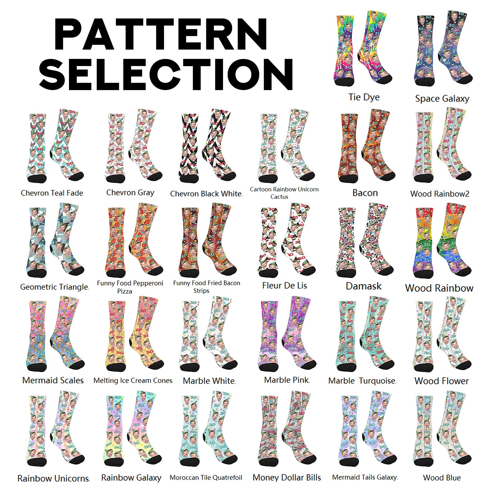 Custom Photo Face Crew Socks - Personalized Birthday Gift Socks for Men & Women | Funny Unisex Socks with Printed Photos | Great for Birthdays, Anniversaries & Unique Gifts